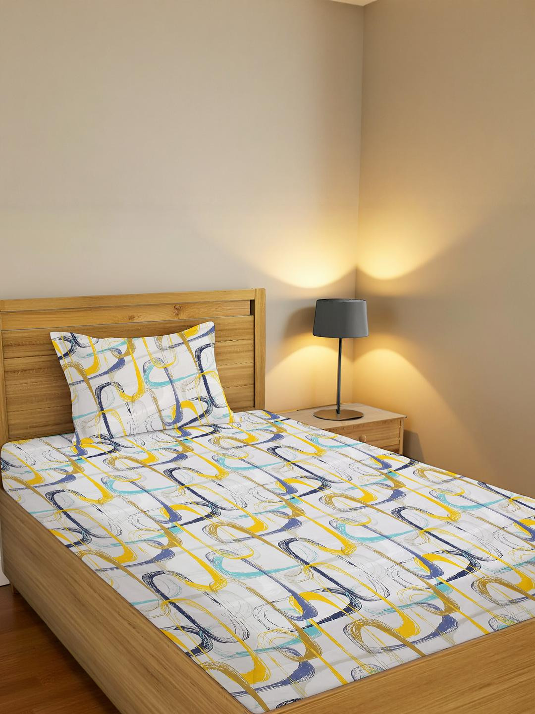 IVAZA Yellow Floral 100 Polyester Single