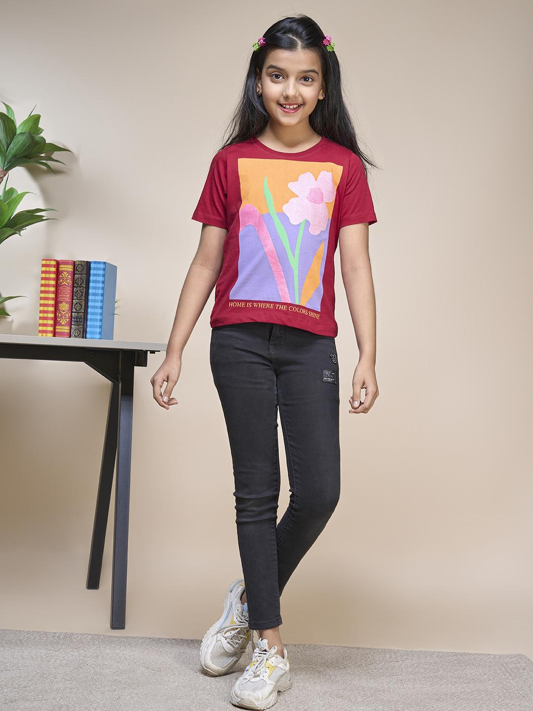 ZUNIORS SSC Kids-Unisex Red Cotton Printed Tshirts