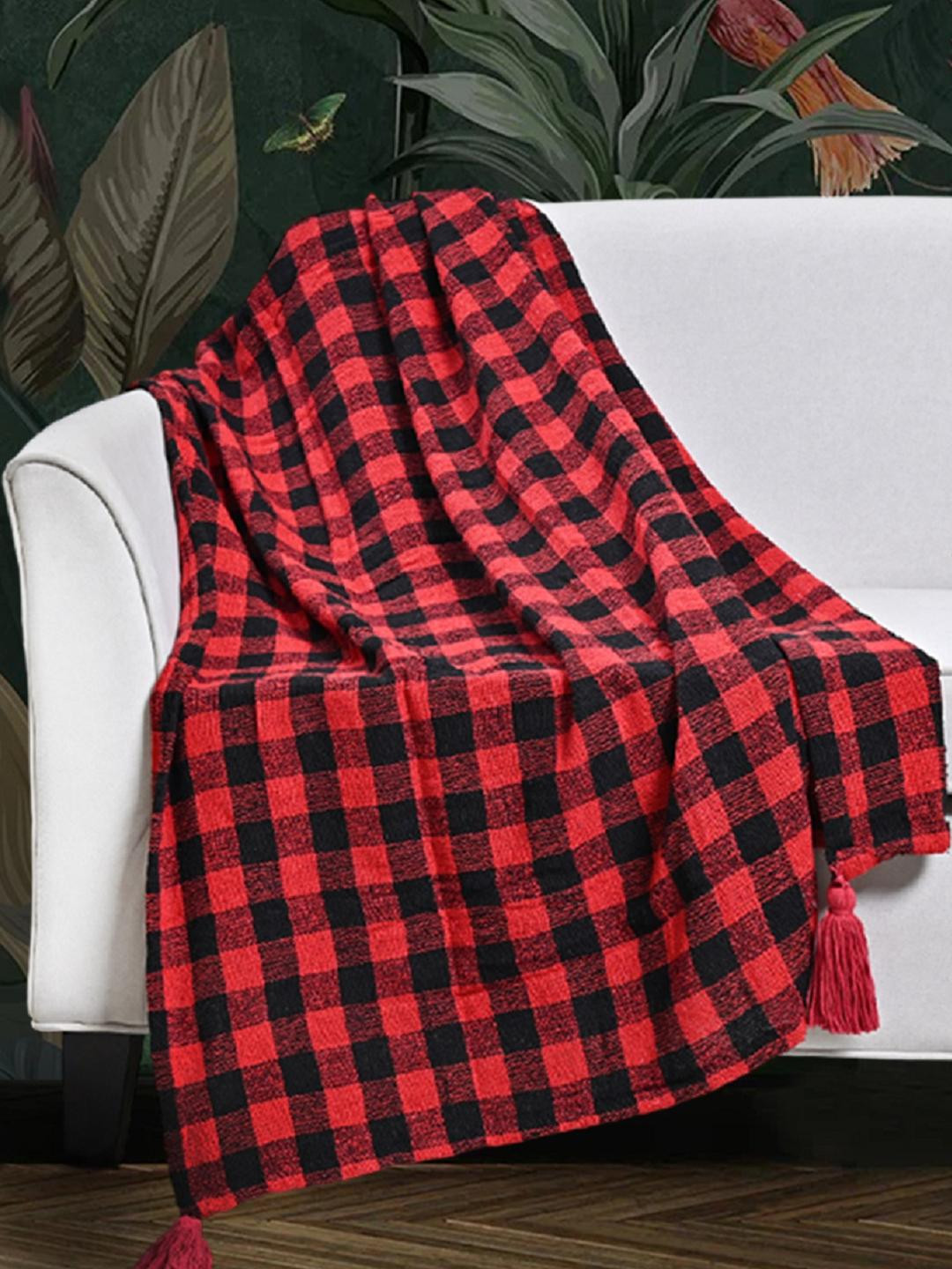 Homzz Checked Cotton Soft Sofa Throw