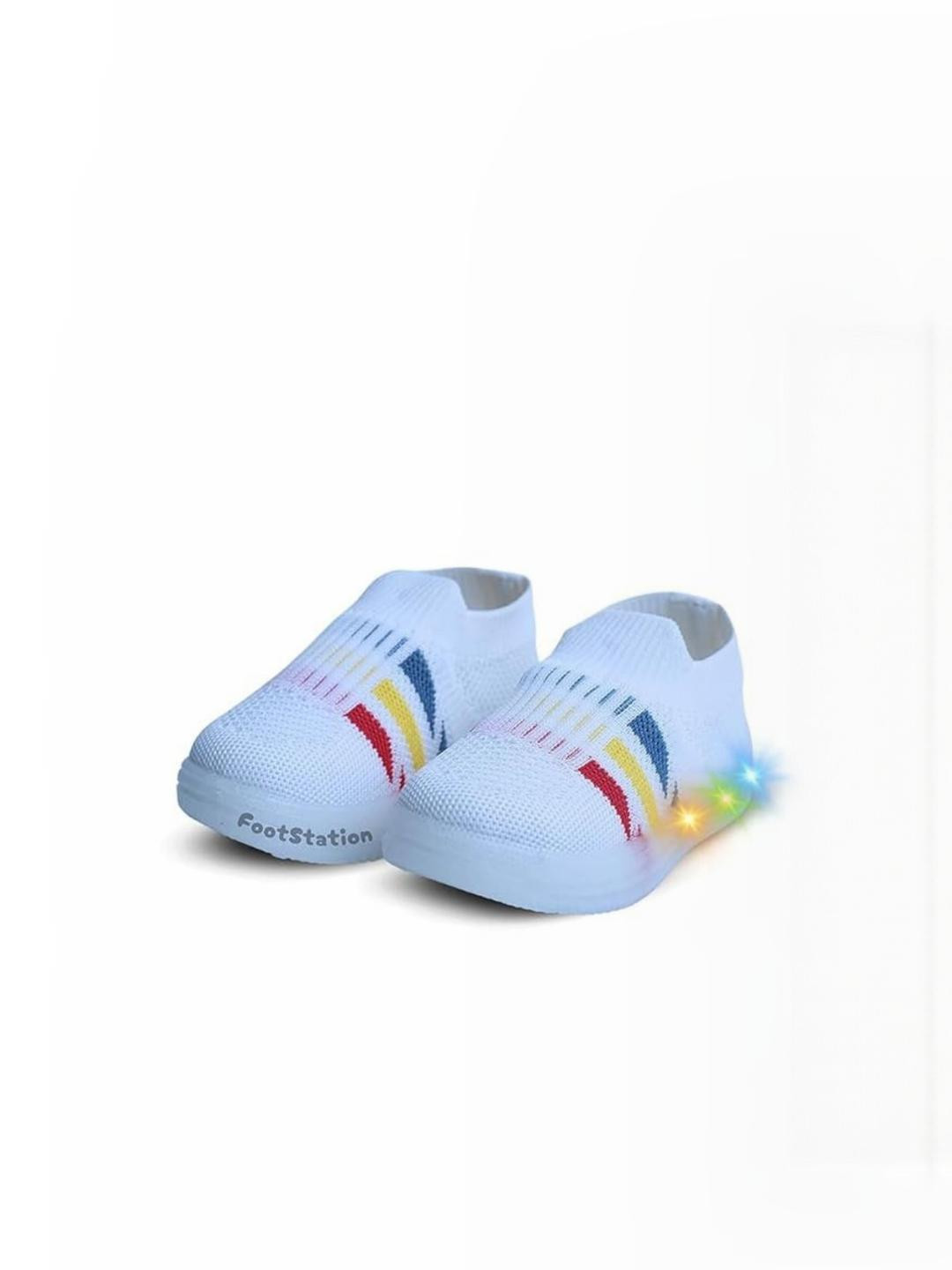 FootStation Boys White Canvas Slip-On Sneakers