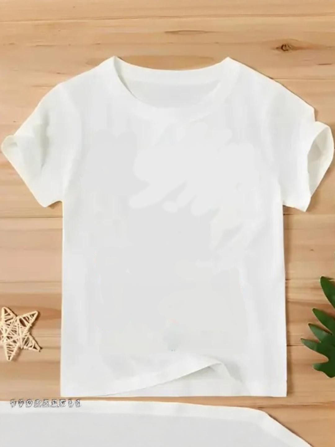 MR ANGEL Kids-Unisex White Polyester  Tshirts