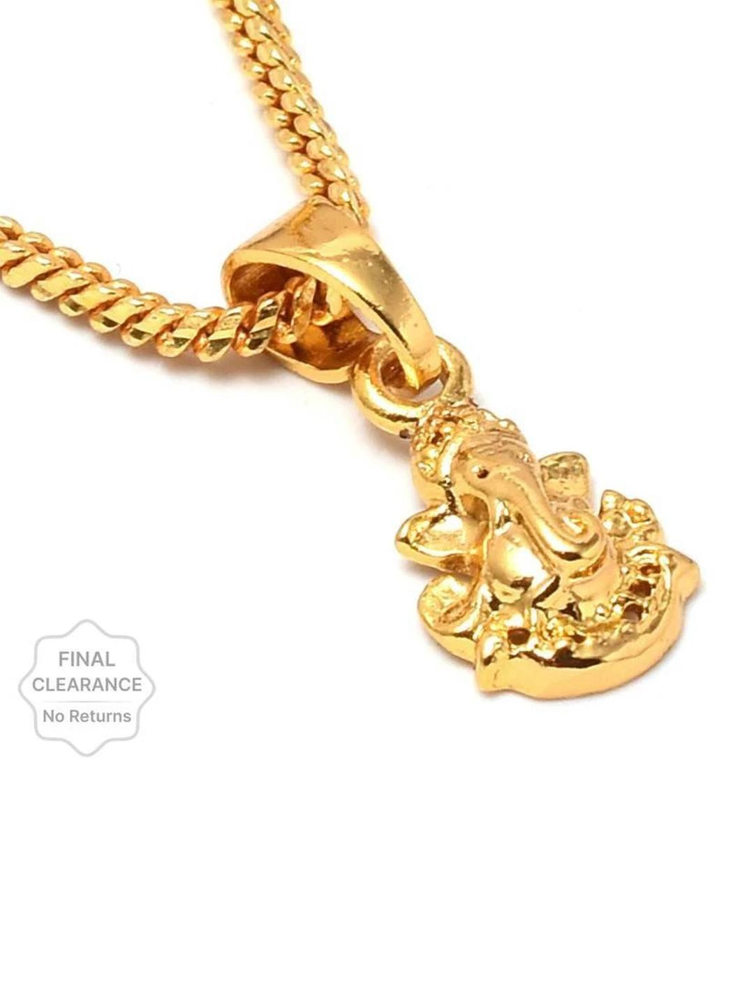 Footride Brass Gold-Plated Chain with Ganesh Pendant