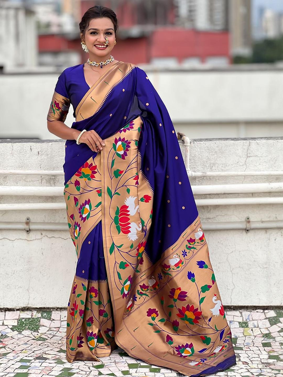 ELITE WEAVES  Zari Heavy Work Paithani Saree