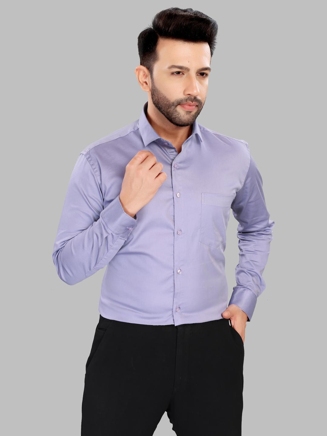 UR ETHICS Men Purple Satin Shirts