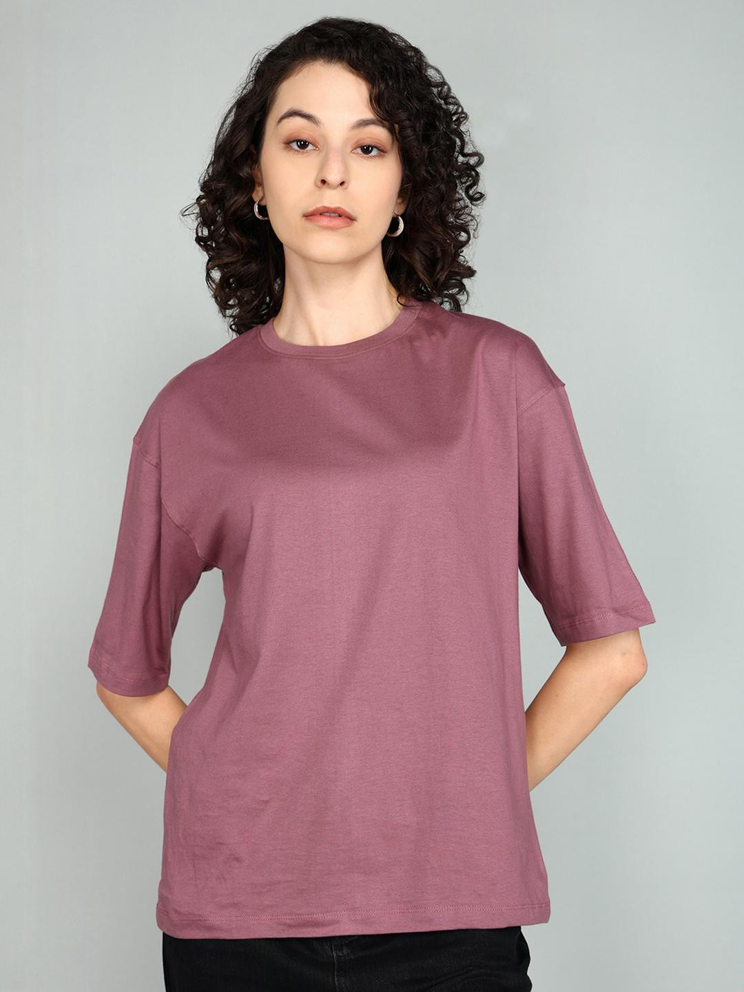 BEING WANTED Women Maroon Pure Cotton  Tshirts