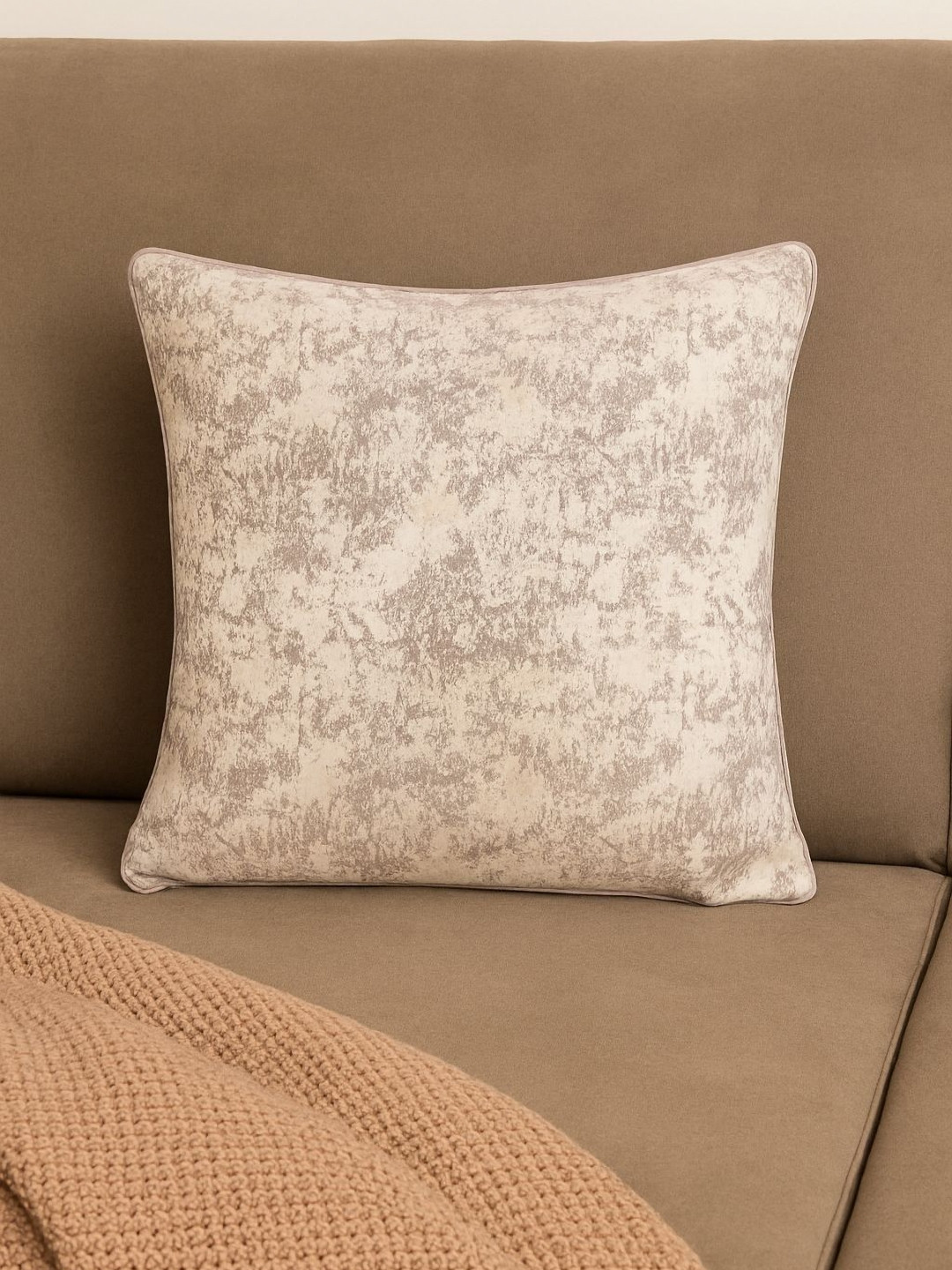 Triani Off White & Beige Abstract Jacquard Square Cushion Covers