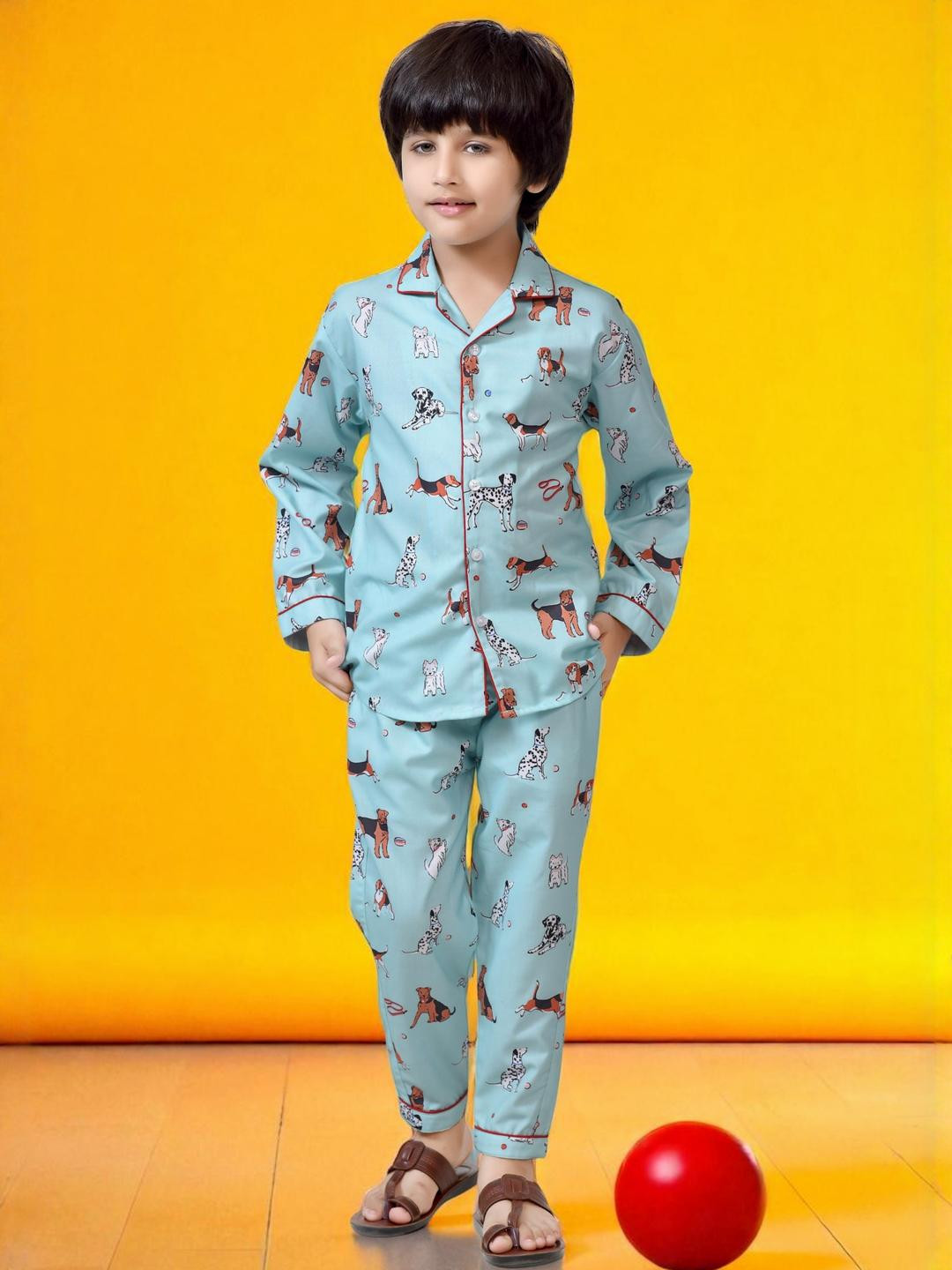 Club96 Sea Green Cotton Blend Printed Night suits