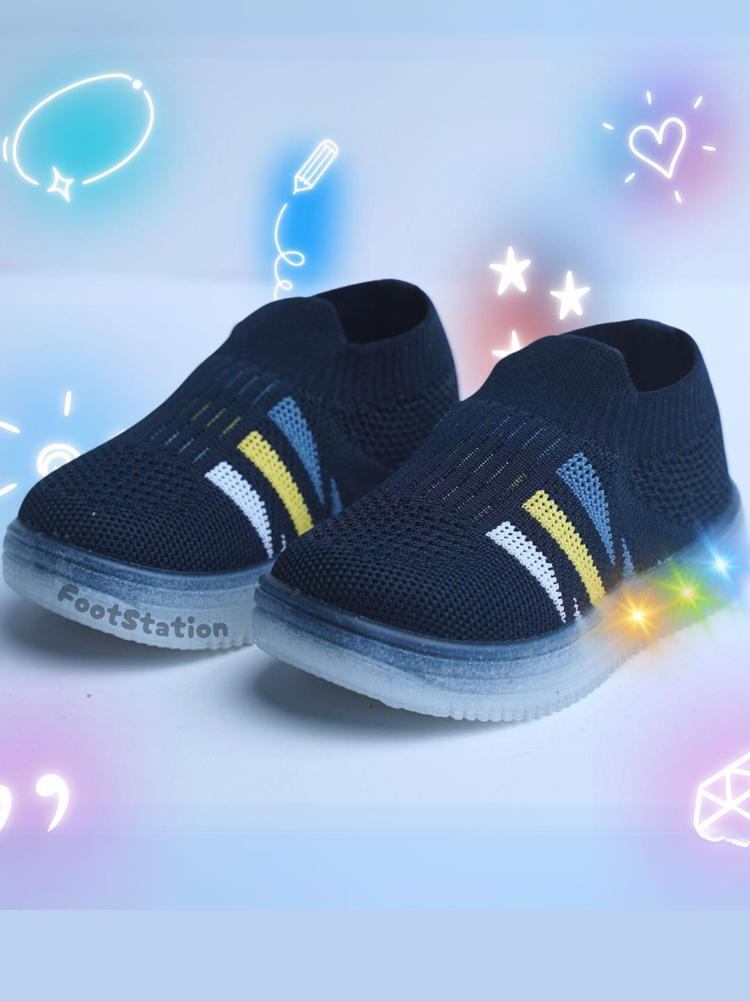FootStation Boys Navy Blue Canvas Slip-On Sneakers