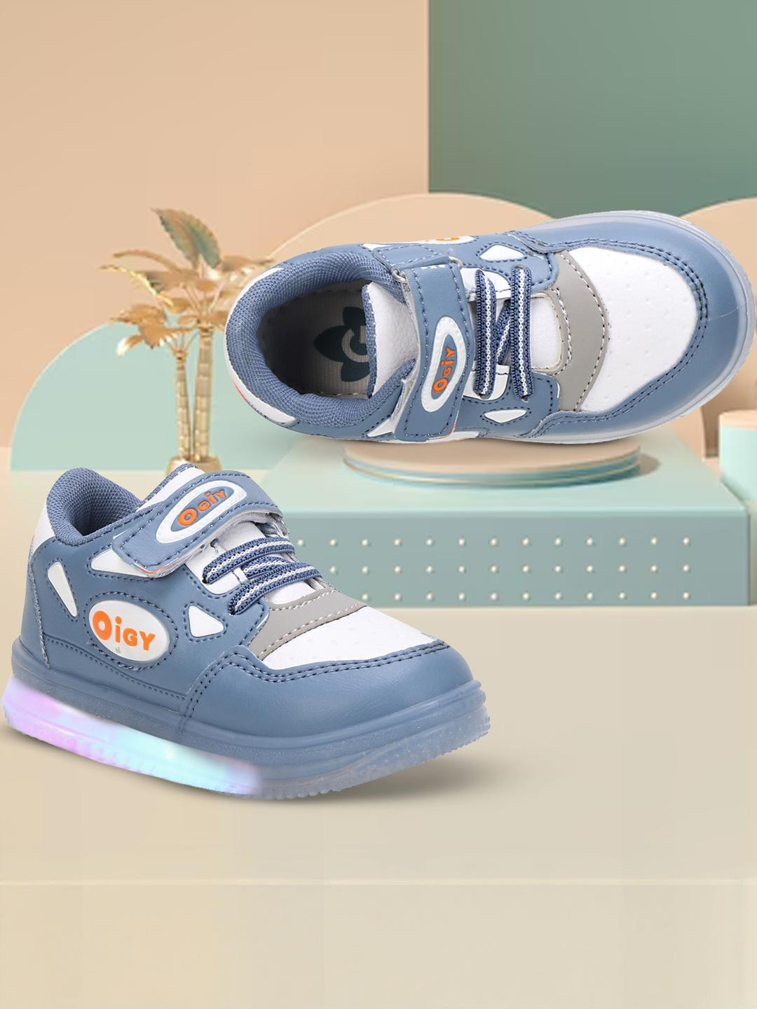 SKITE Kids-Unisex Blue Synthetic Leather Sneakers