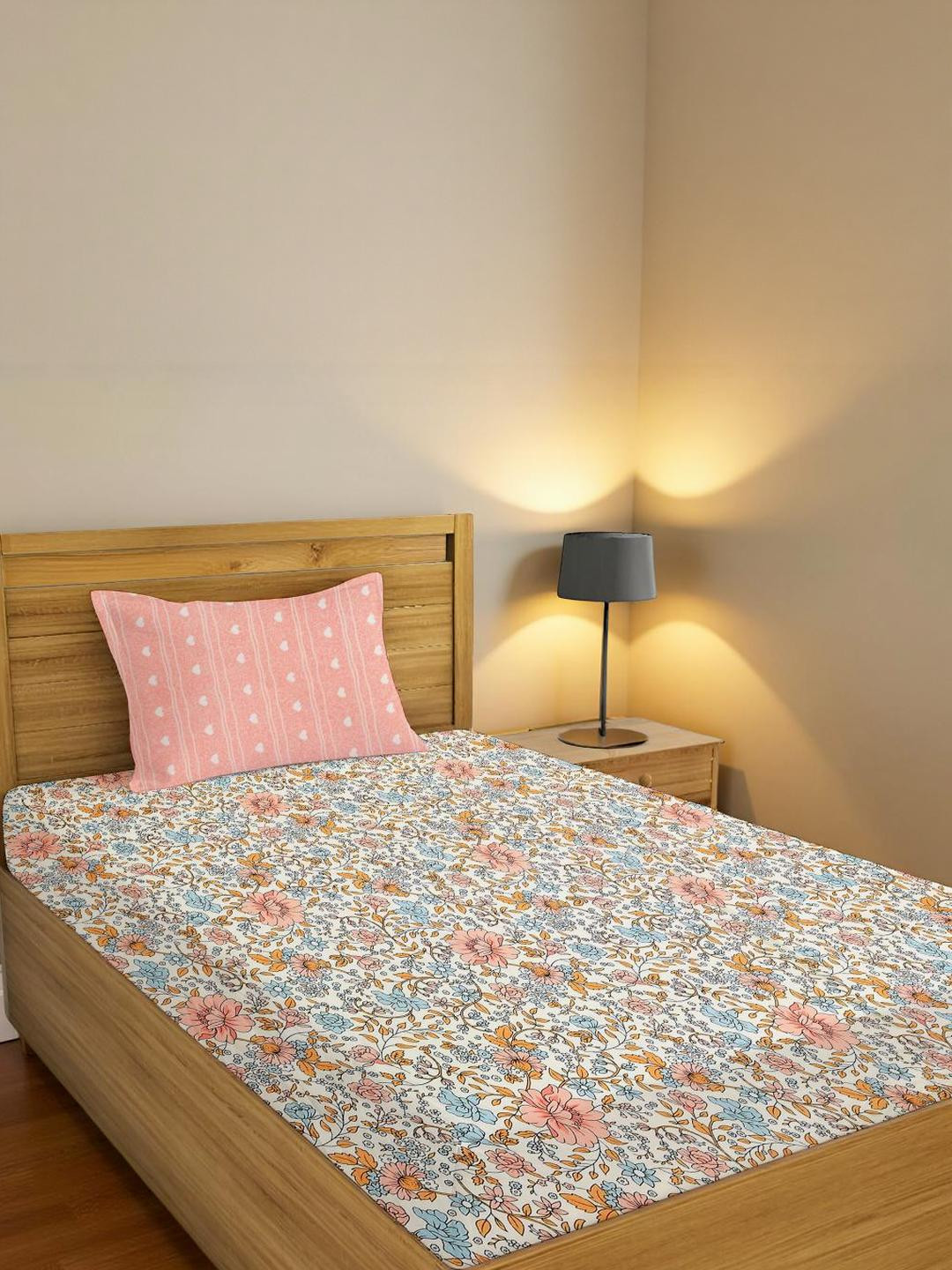 IVAZA Pink Floral 200 Microfiber Single