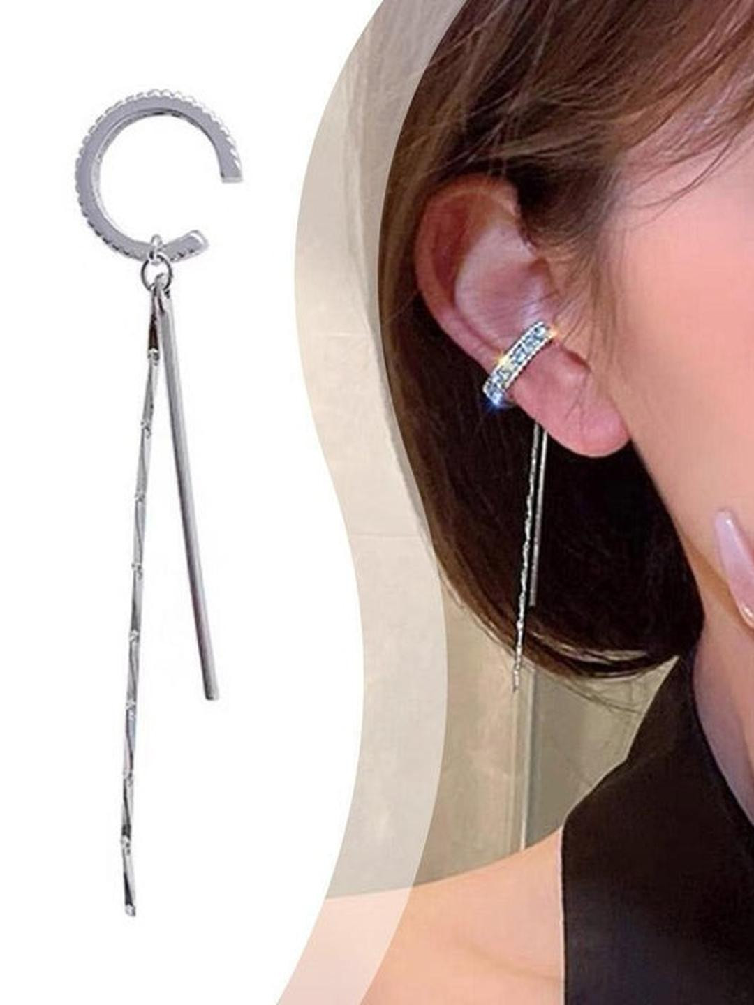 TheVineGirl Silver-Plated Alloy Cubic Zirconia Ear Cuff