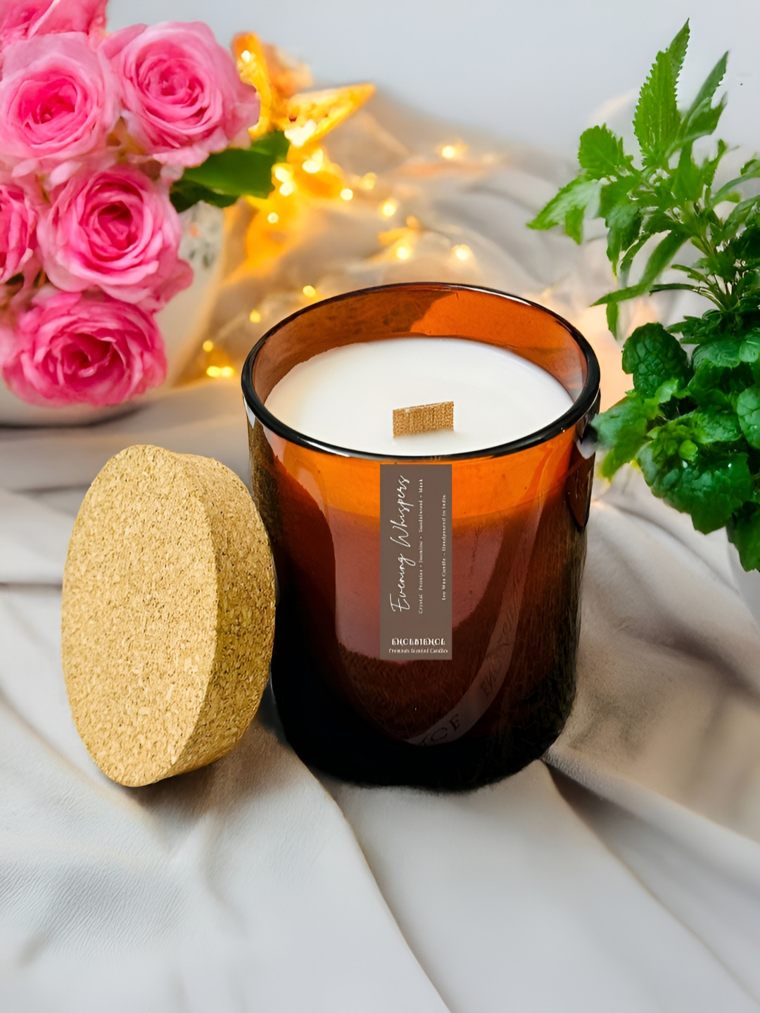 ENCEBIENCE Off White Amber Glow Candle - Evening Whispers