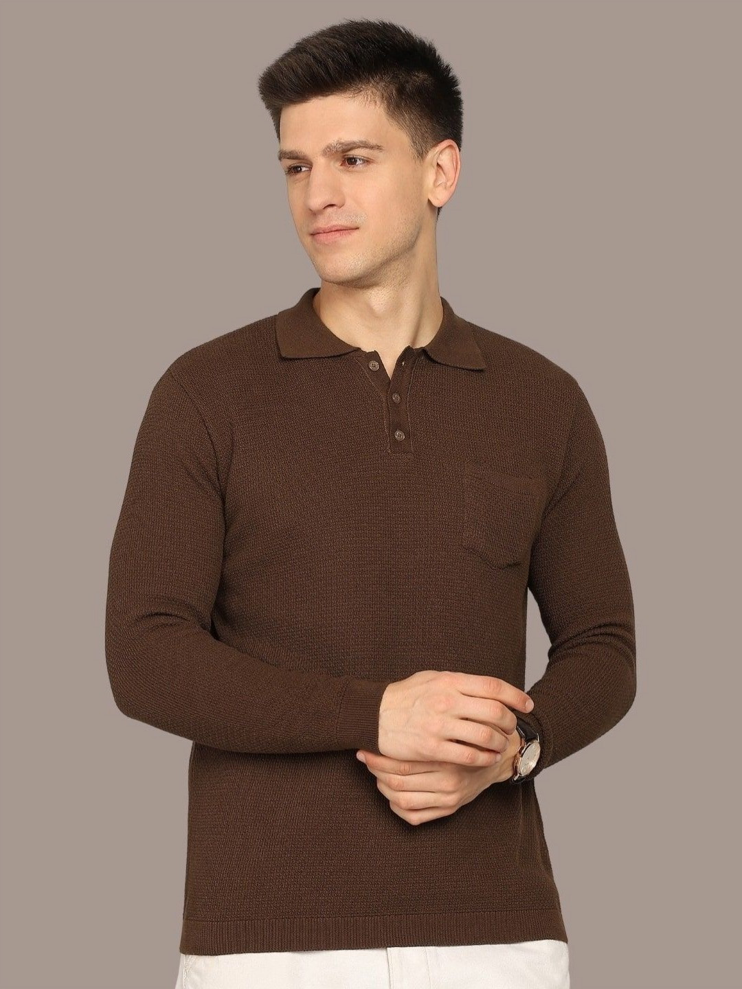 Mast & Harbour Polo Collar Pockets Cotton Flat Knit T-shirt