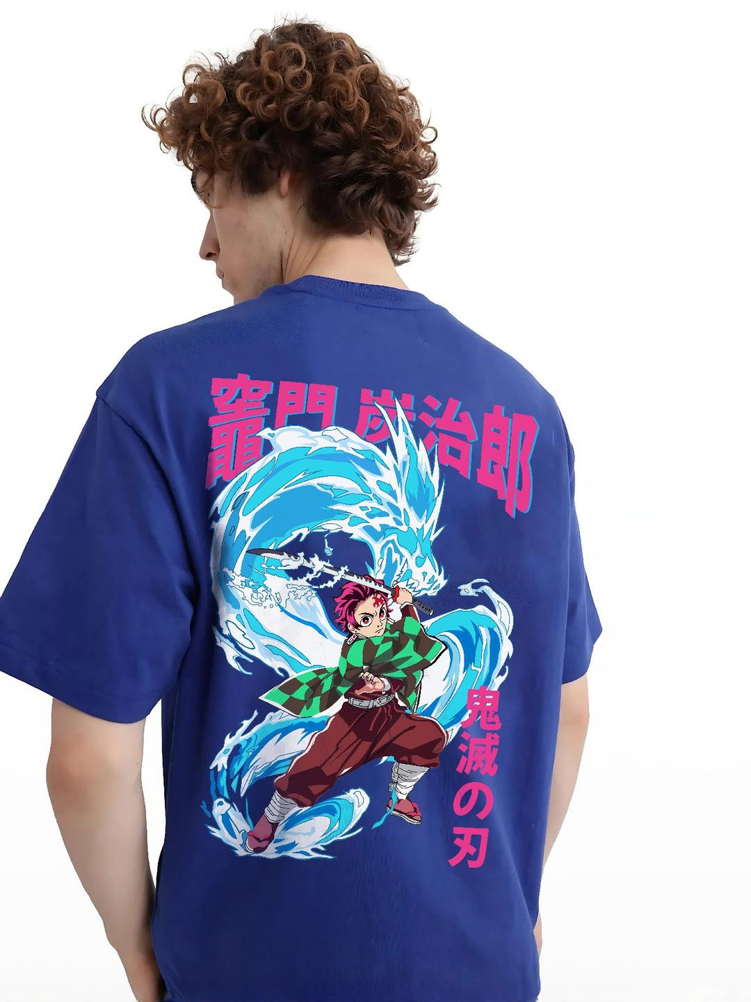 MEGAKART Men Printed Pure Cotton Demon Slayer Water Breathing Tee T-shirt