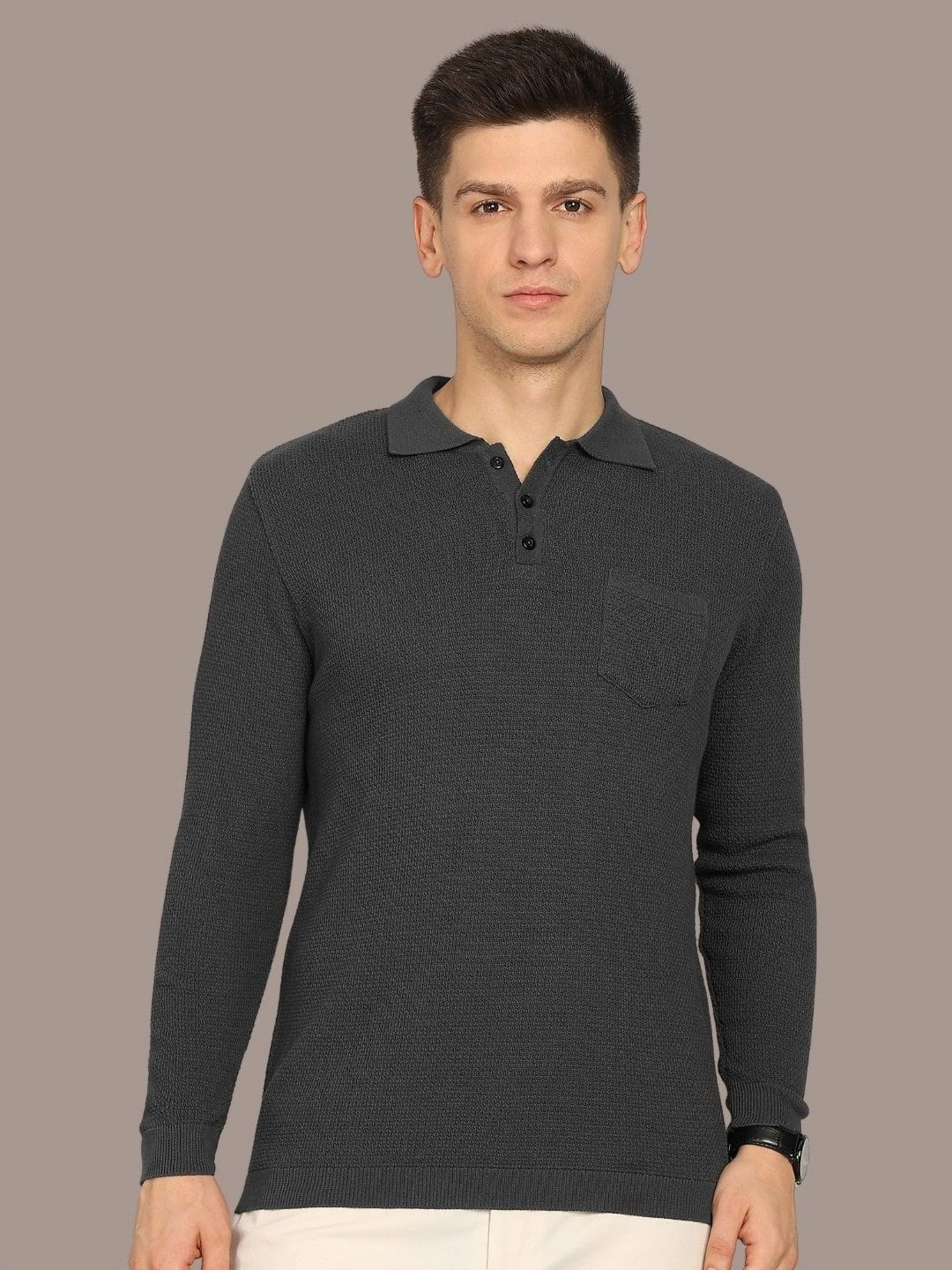 Mast & Harbour Polo Collar Pockets Cotton Flat Knit T-shirt
