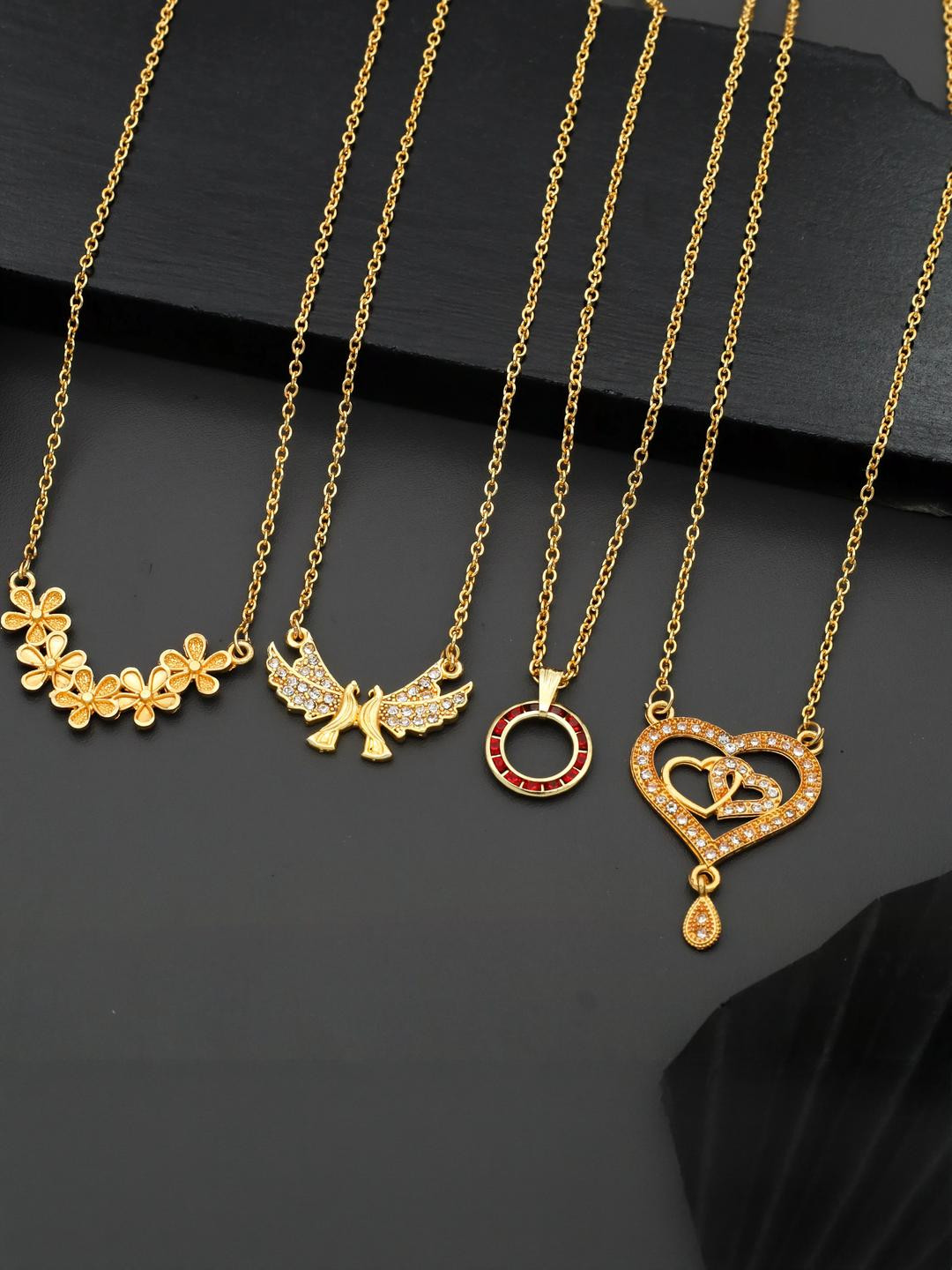 Anouk Pack of 4 Women Gold-Plated Chains With Pendants