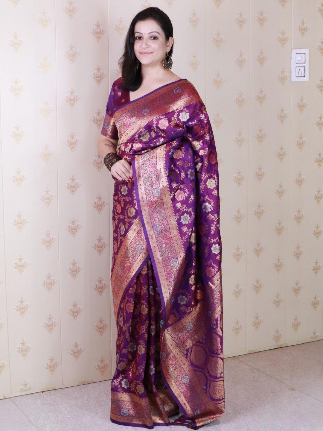 all about you Radhika Ethnic Motifs Woven Design Zari Banarasi Saree