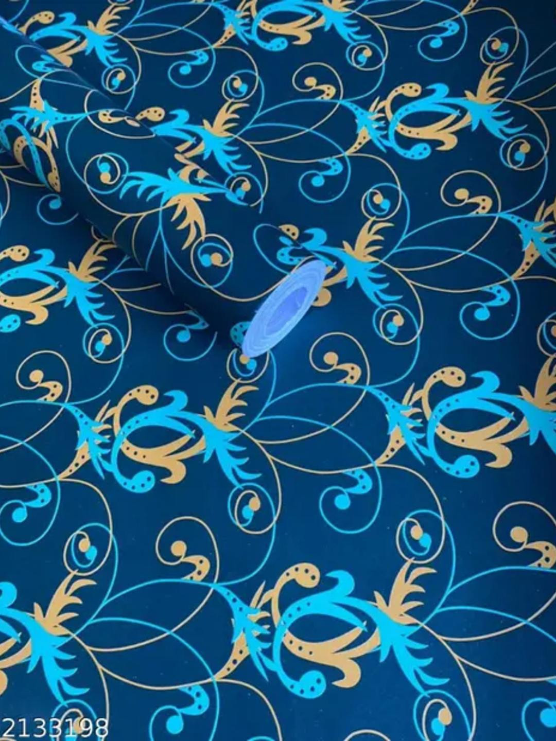 INDIAN ROYALS Blue Color Floral Design Self Adhesive Wallpaper