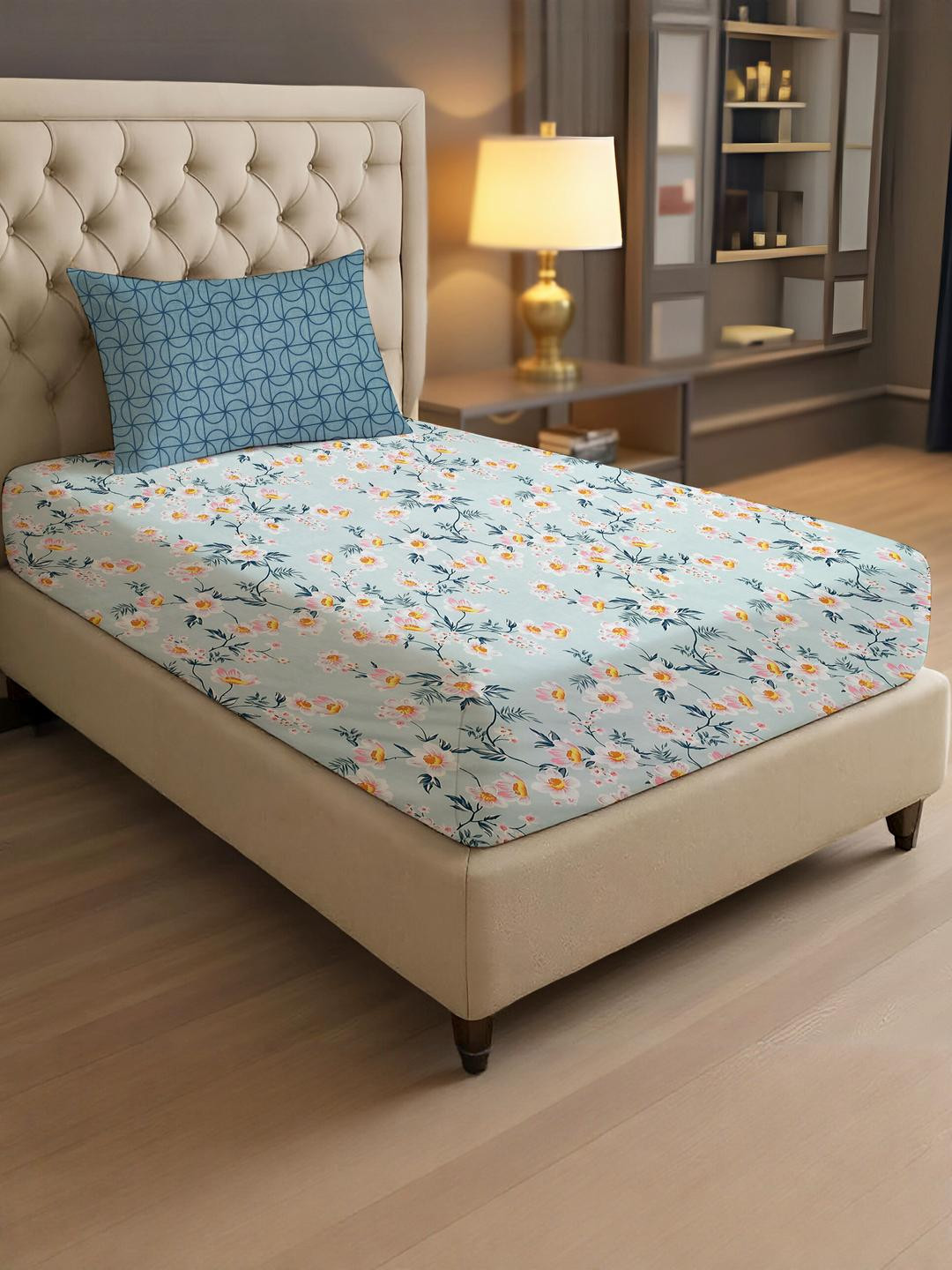 IVAZA Teal Geometric 1000 Polyester Single