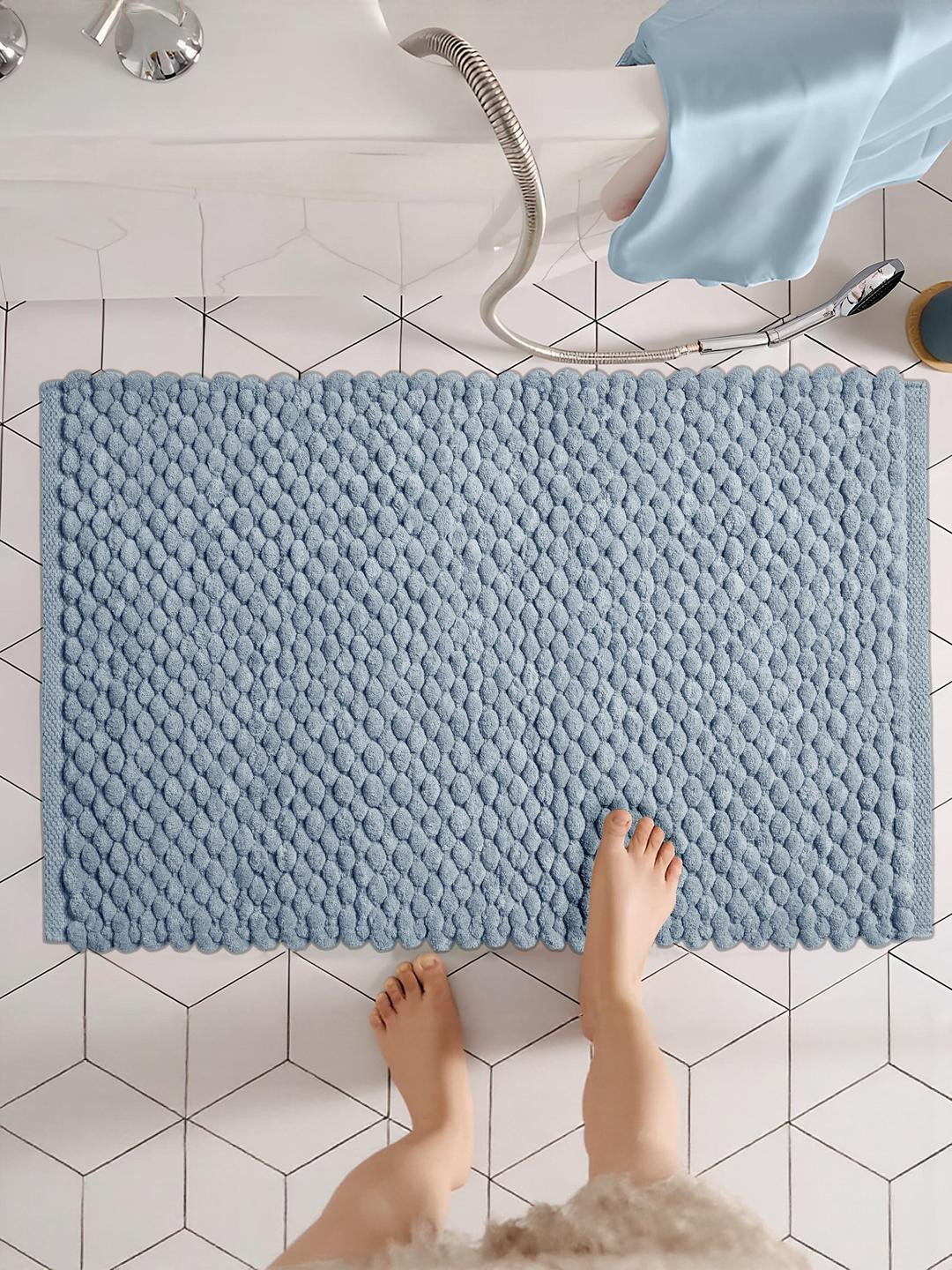 Homzz Grey Non-Slip Soft Chenille Bath Mat