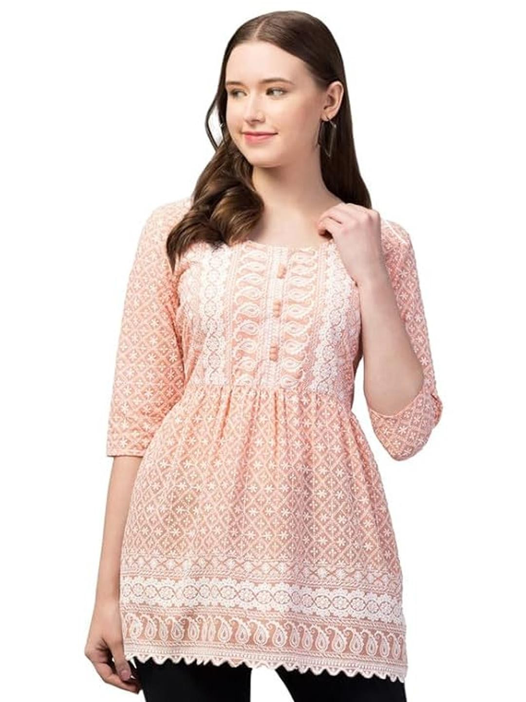 Aura Glam Women Pure Cotton Embroidered Kurtis