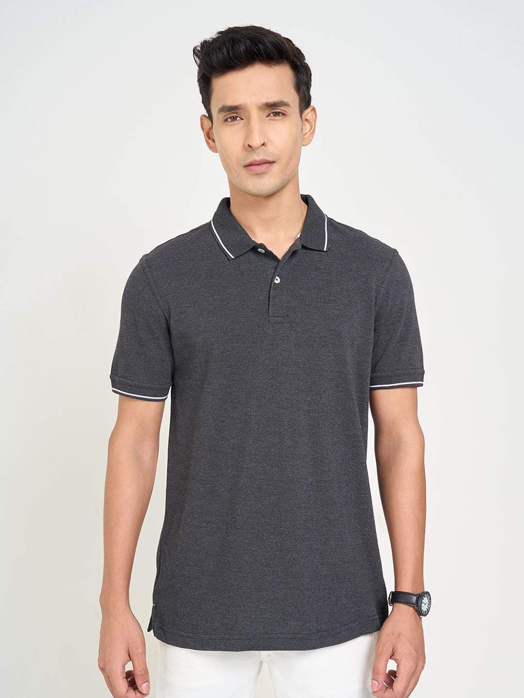 Peregrine by Pantaloons Polo Collar Regular Sleeves Slim Fit T-shirt