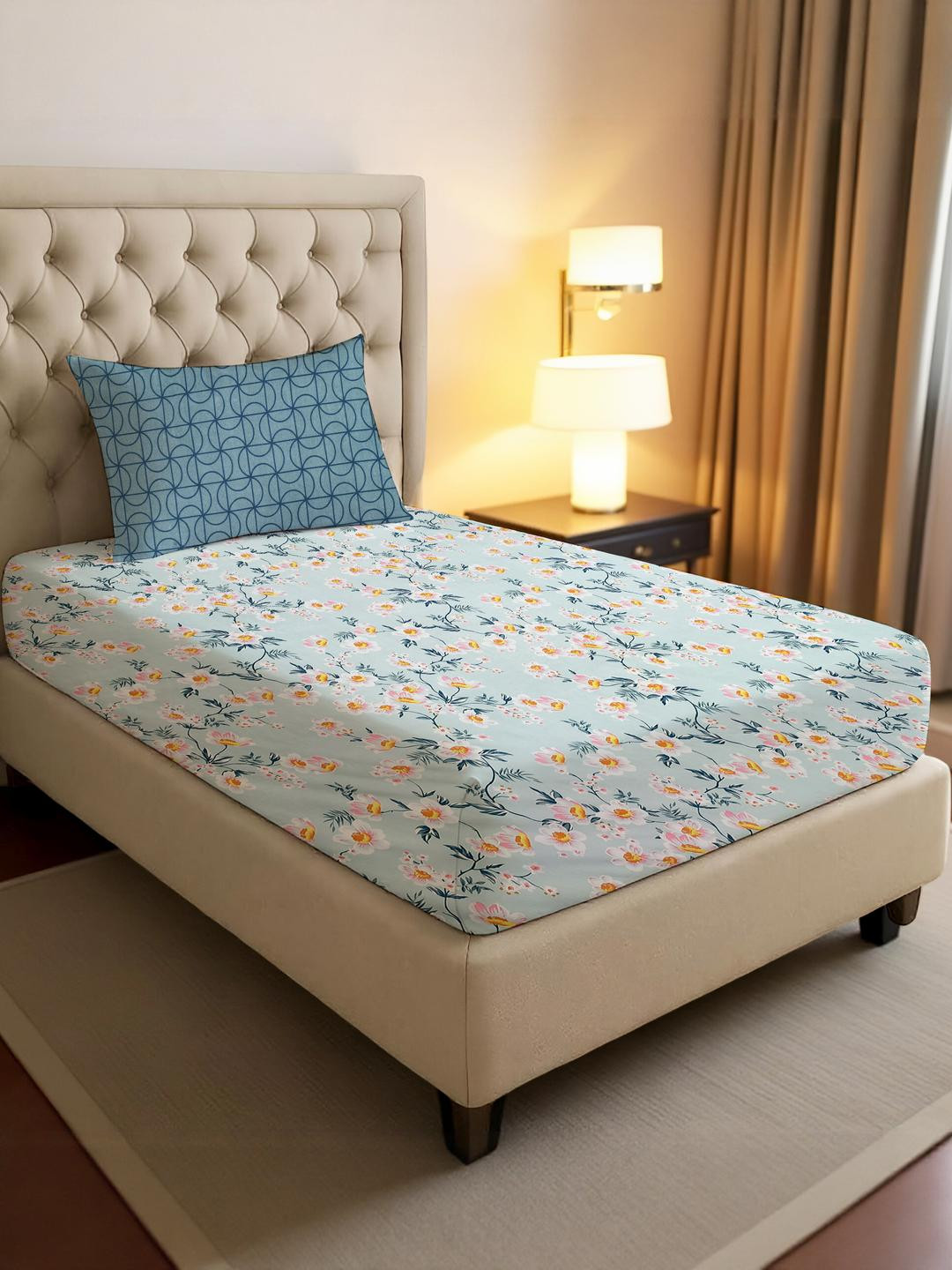 IVAZA Teal Geometric 140 Polycotton Single