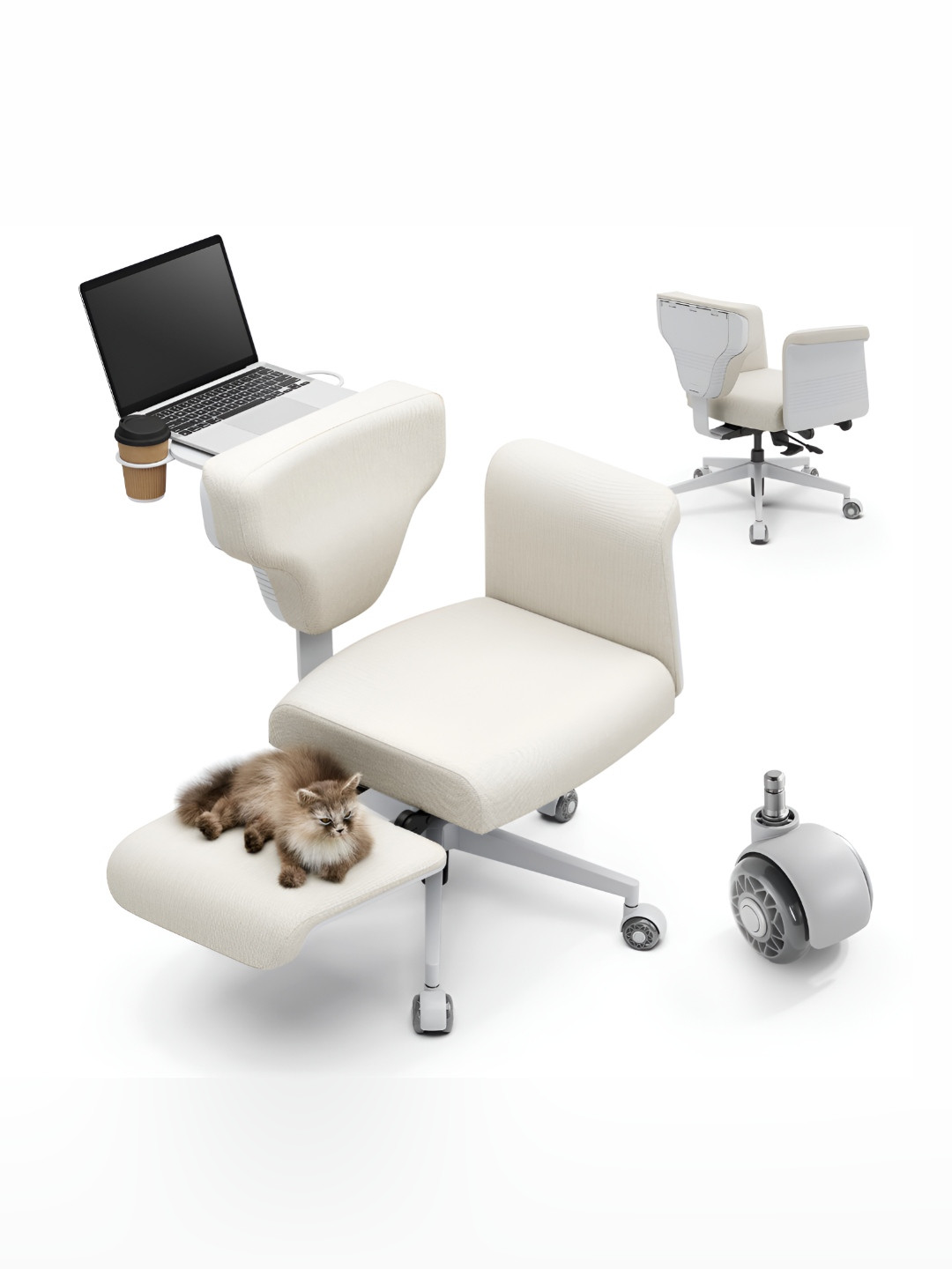 DROGO White FreedomX CrossLeg Adjustable Study Chair