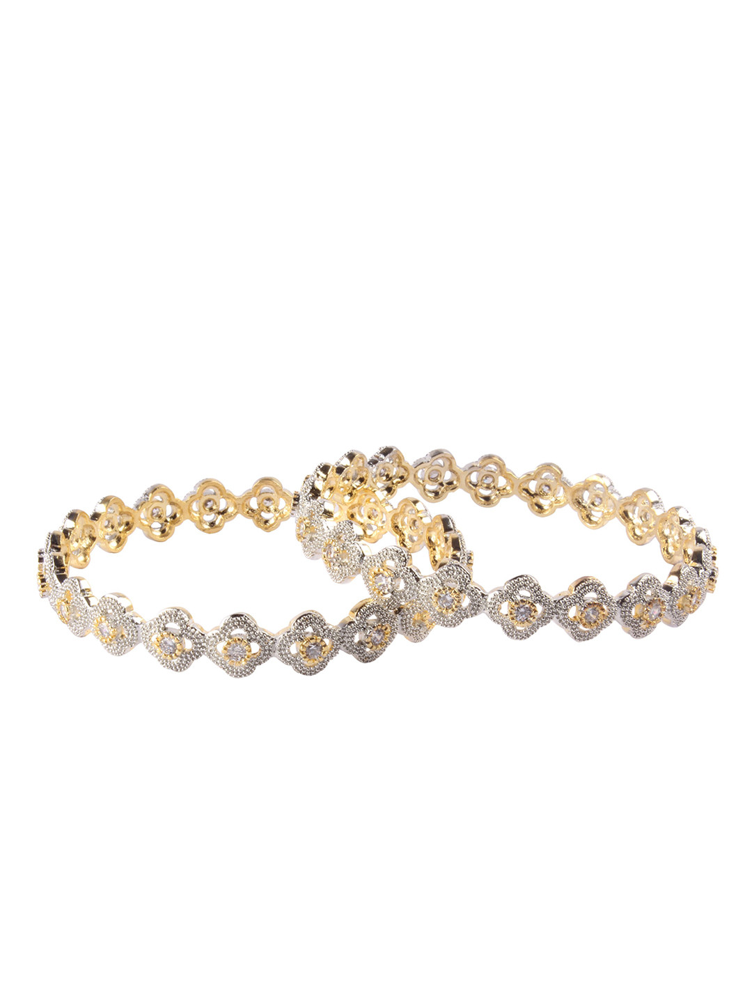 Shiv Jewels Set Of 2 Gold-Plated Quartz Studded Bangles