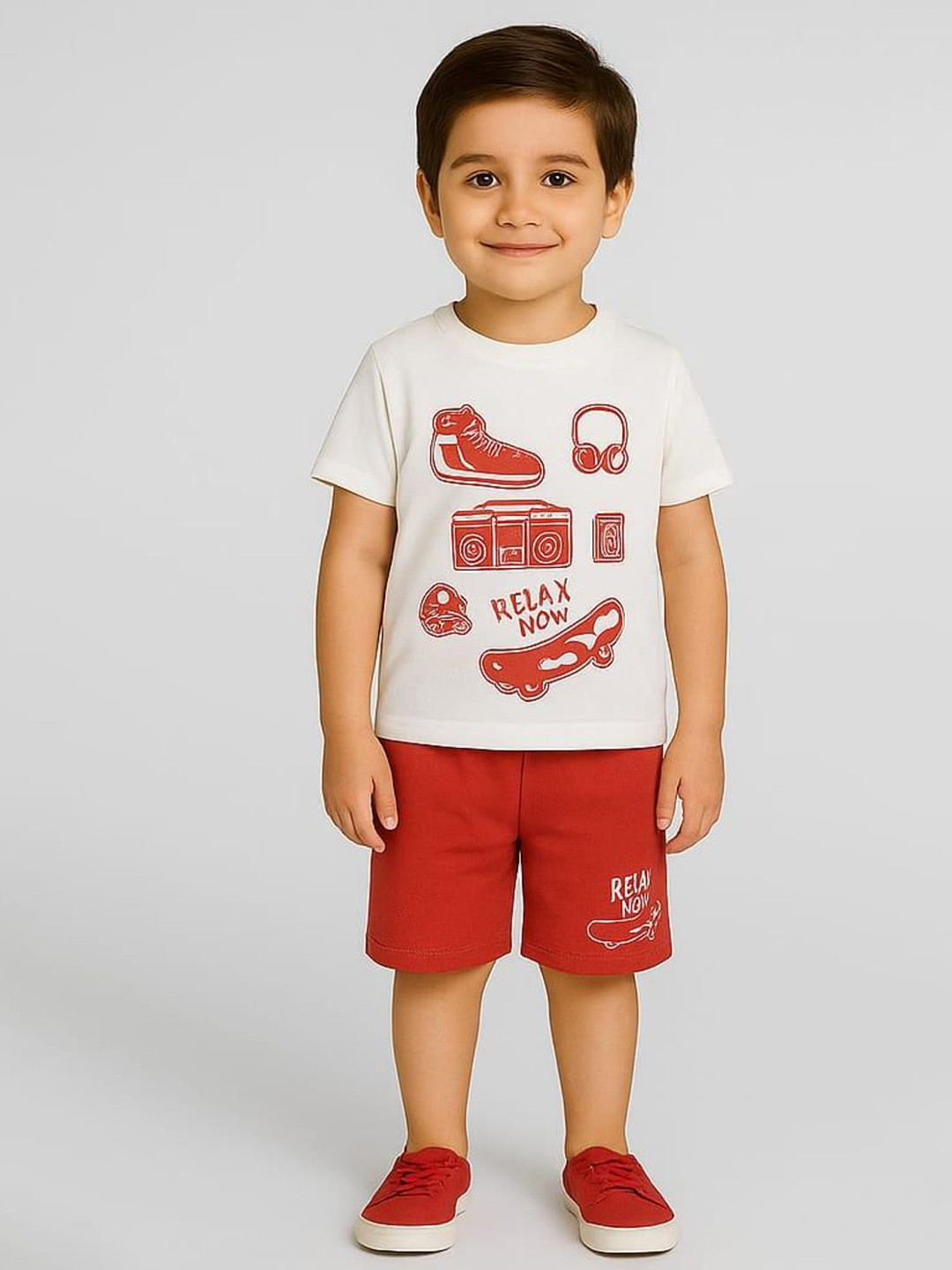 BAESD Boys Printed Short Sleeves Pure Cotton T-shirt With Shorts
