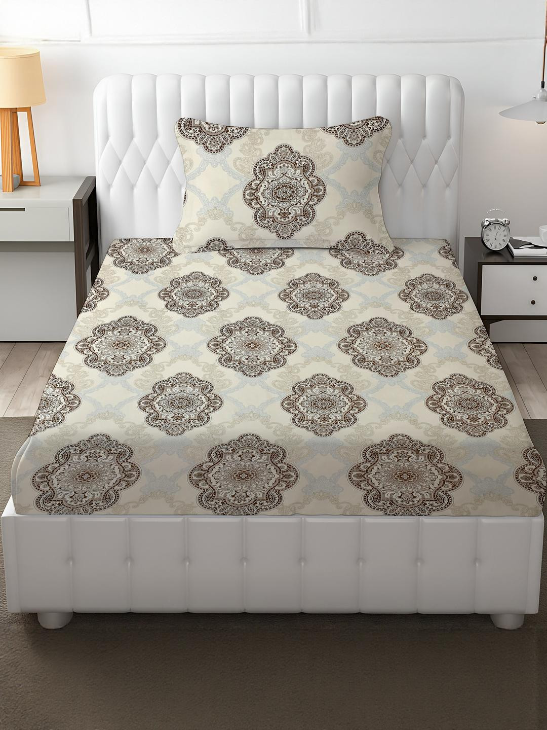 IVAZA Beige Pure Cotton 500 TC Bedsheets