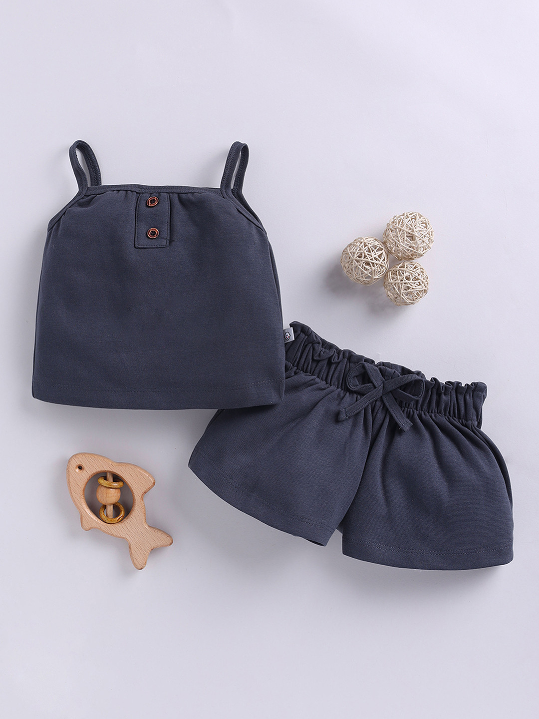 YK X Tinyo Infant Girls Shoulder Straps Top with Shorts