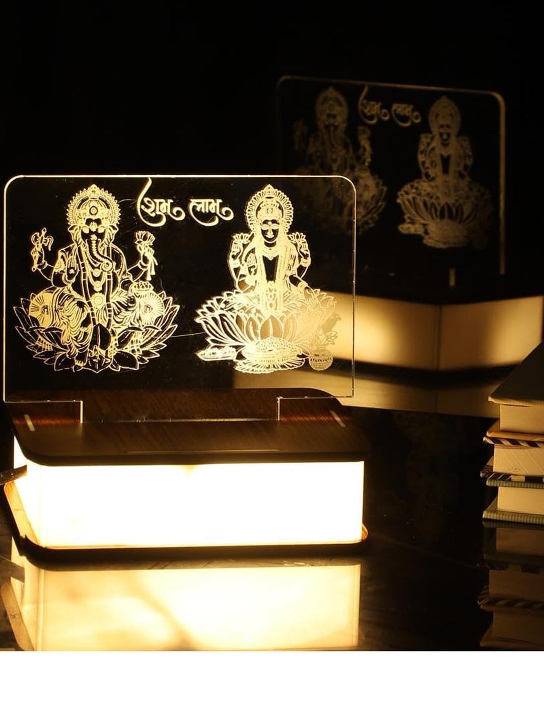 SOMIL Religious Printed Glass Rectangle Table Lamp