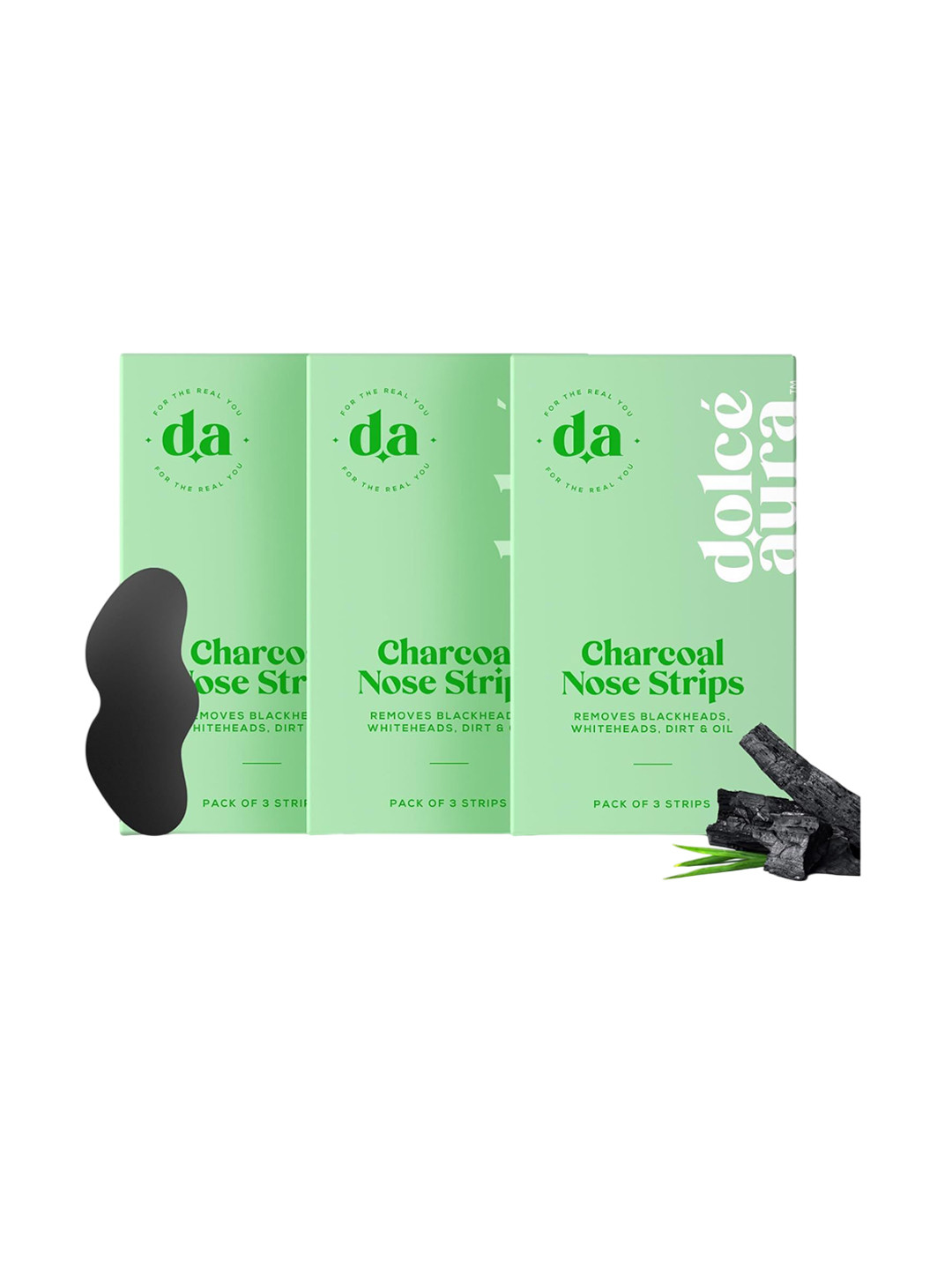 Dolce Aura Set Of 3 Blackhead Remover Bamboo Charcoal Nose Strips