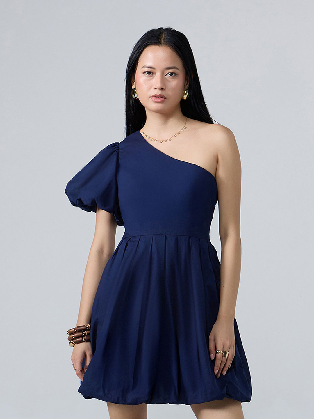 20Dresses Women One Shoulder Puff Sleeve Balloon Mini Dress