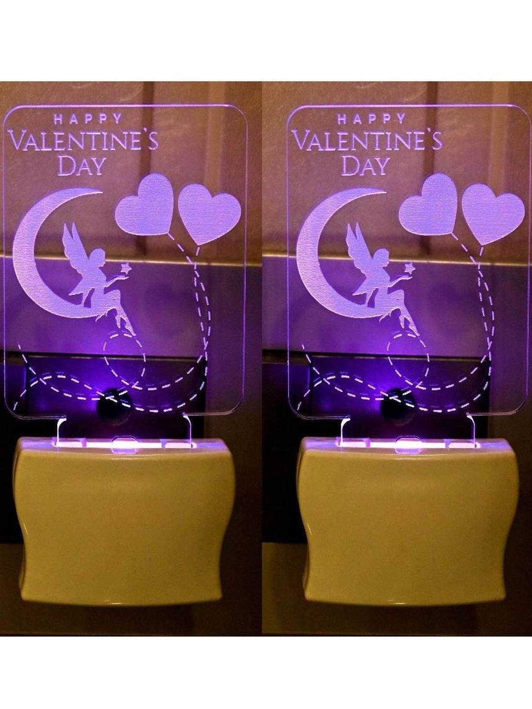 SOMIL Set of 2 Green & Blue Printed Glass Valentine Wall Lamp