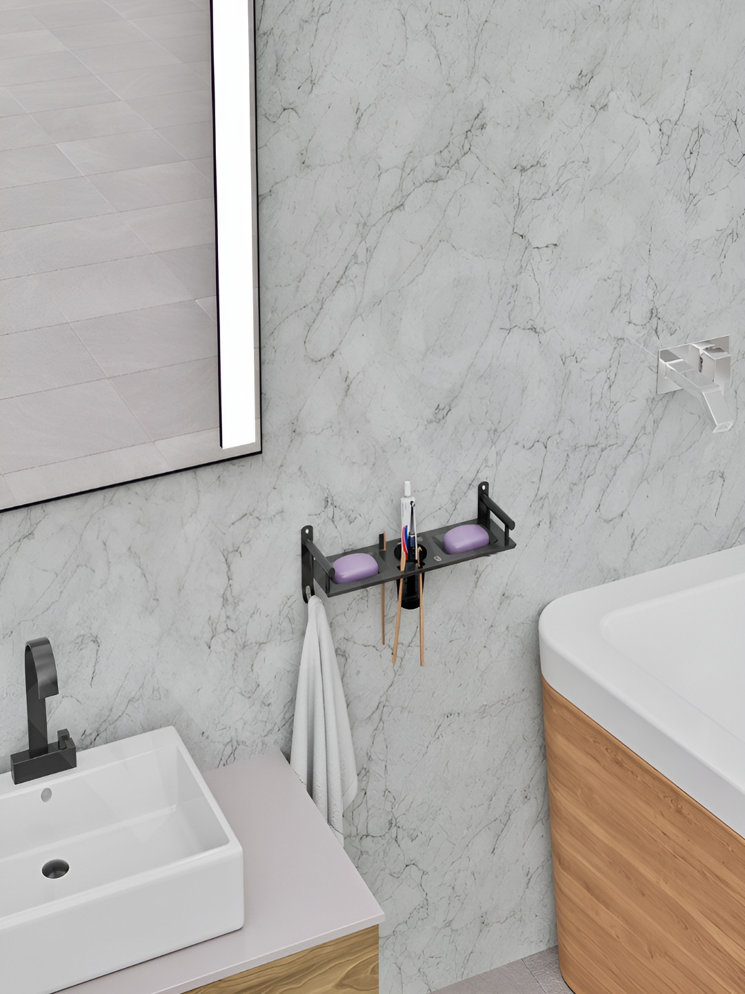 Well Set Black 3 piece Solid Stainless Steel Bath Accessories Set