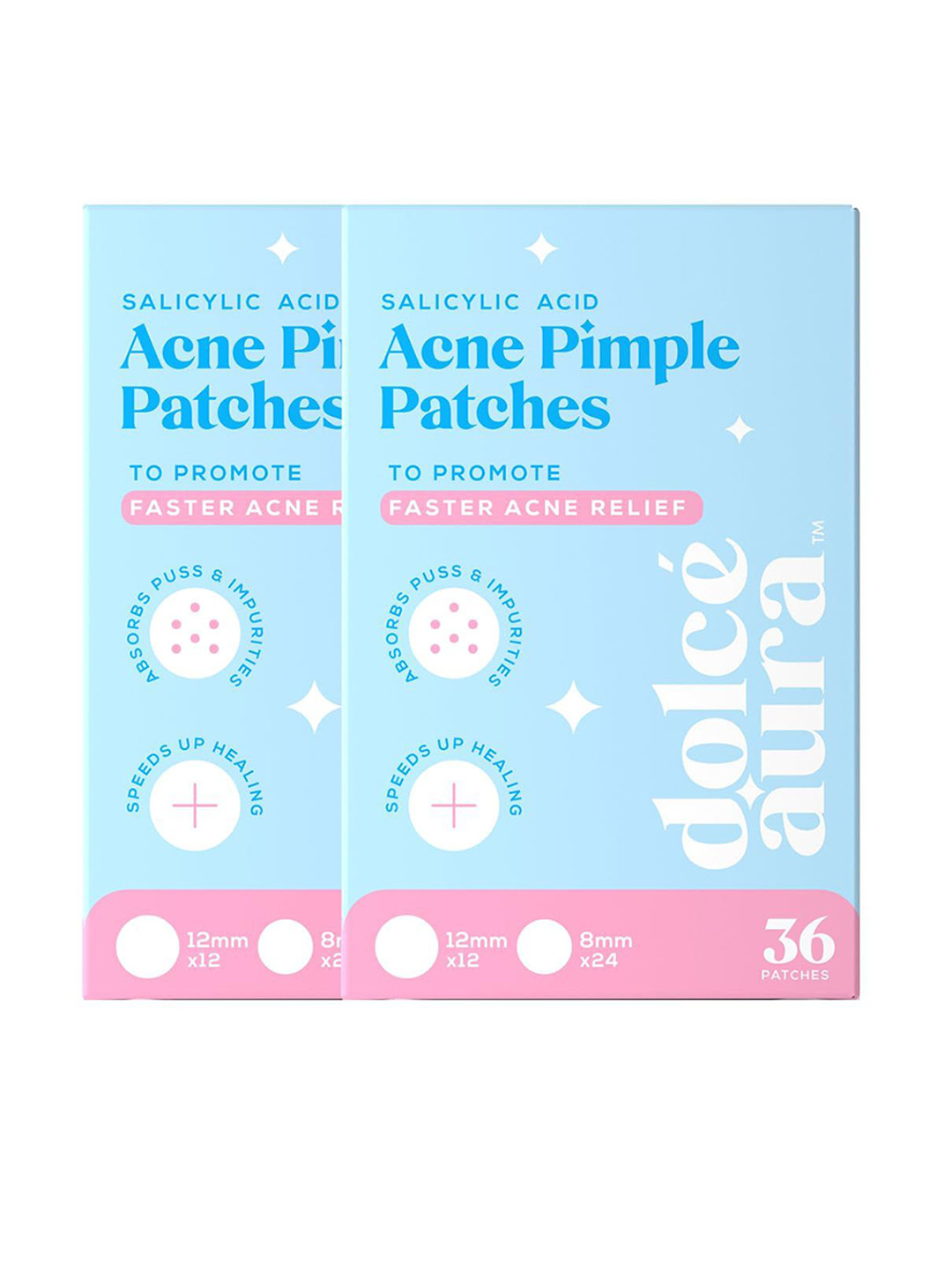 Dolce Aura Set Of 2 Acne Pimple Patches With 0.5% Salicylic Acid - 36 Patches Each