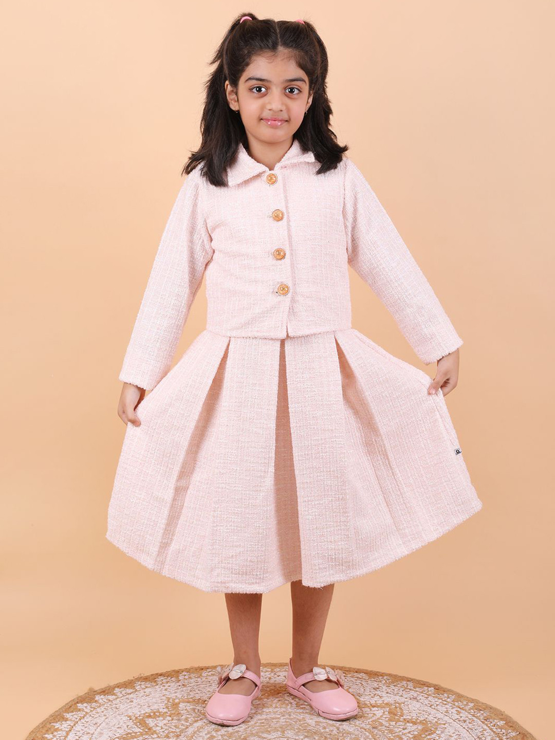 BAESD Shirt Collar Long Sleeves Asymmetric A-Line Dress With Jacket