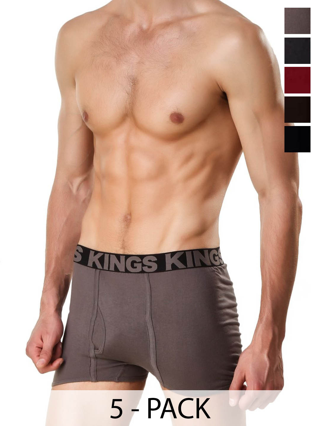 HAP Pack Of 5 Mid-Rise Pure Cotton Trunks HW_kings__combo24-$P-XS