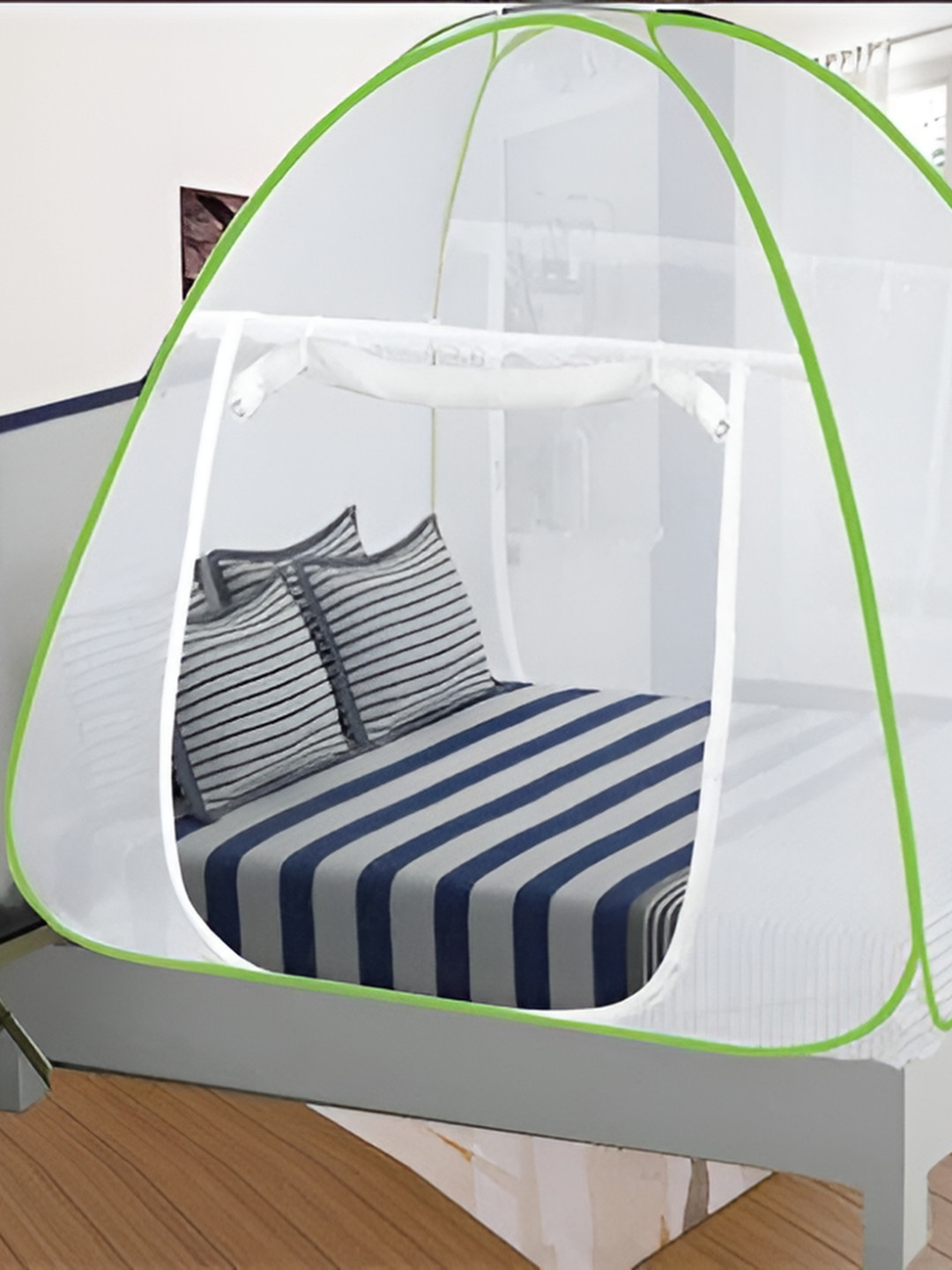 didhiti White & Green King Bed Foldable Tent Mosquito Net