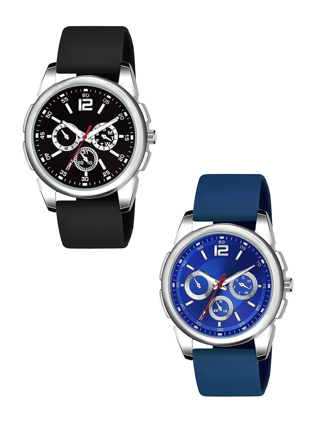 JUST LIKE Unisex Pack Of 2 Dial & Stainless Steel Straps Analogue Watches WATHAU7FBPCDUNMA