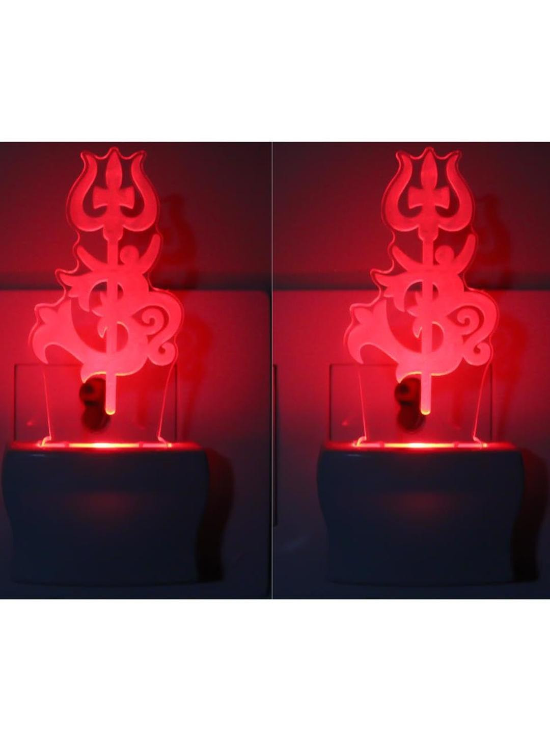 SOMIL Set of 2 Green & Blue Printed Glass Om Shaped Wall Lamp