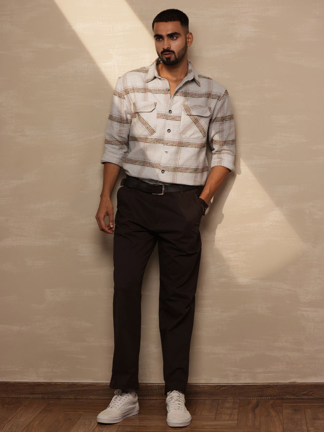 Grey Relaxed Fit Tartan Checks Casual Shirt