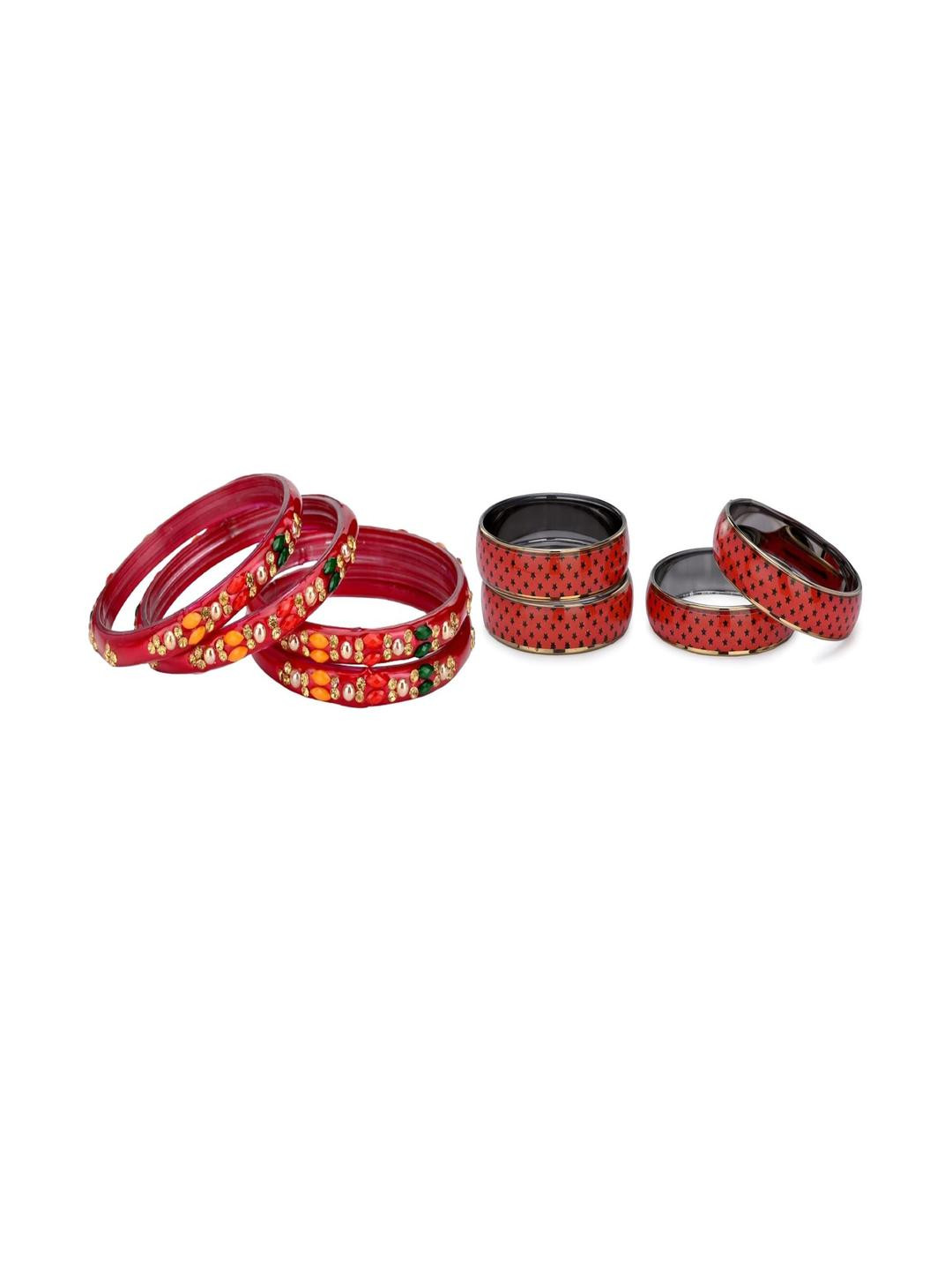 SOMIL Set Of 8 Multicolored Alloy Artificial Stones and Beads Bangles