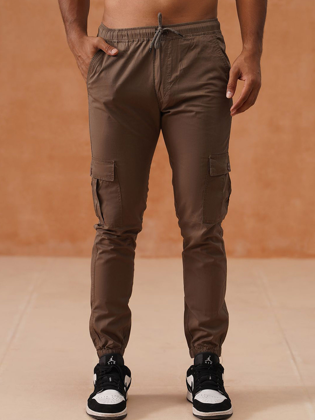 Indian Needle Men Smart Tapered Fit Cargos Trousers