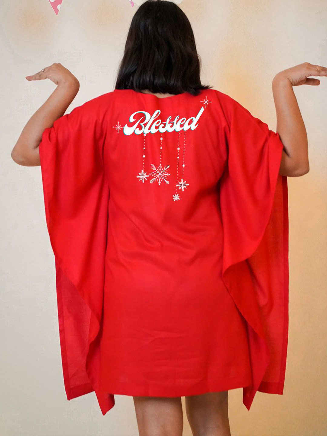 LetsDressUp V-Neck Kimono Sleeves Kaftan Dress