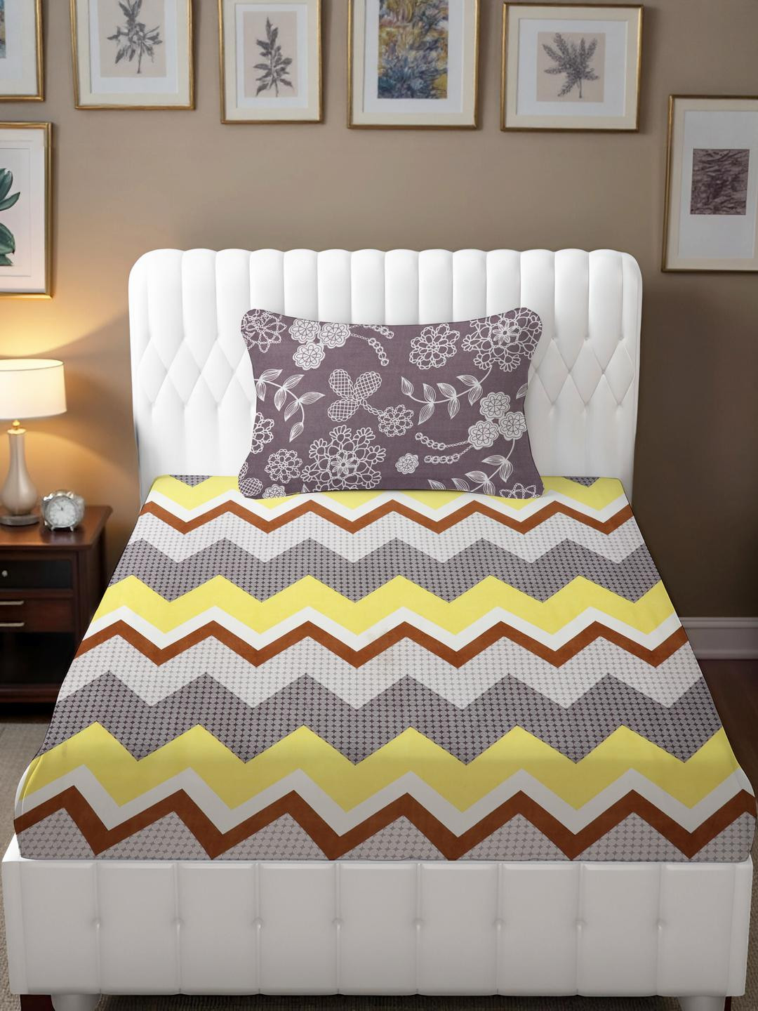 IVAZA 180 TC Queen Bedsheet With Pillow Covers