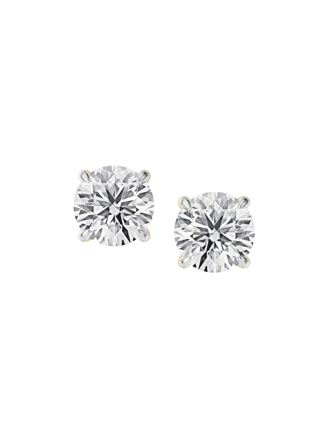 Emori 18KT Gold Hidden Halo Round Lab Diamond Earrings-1.66 g