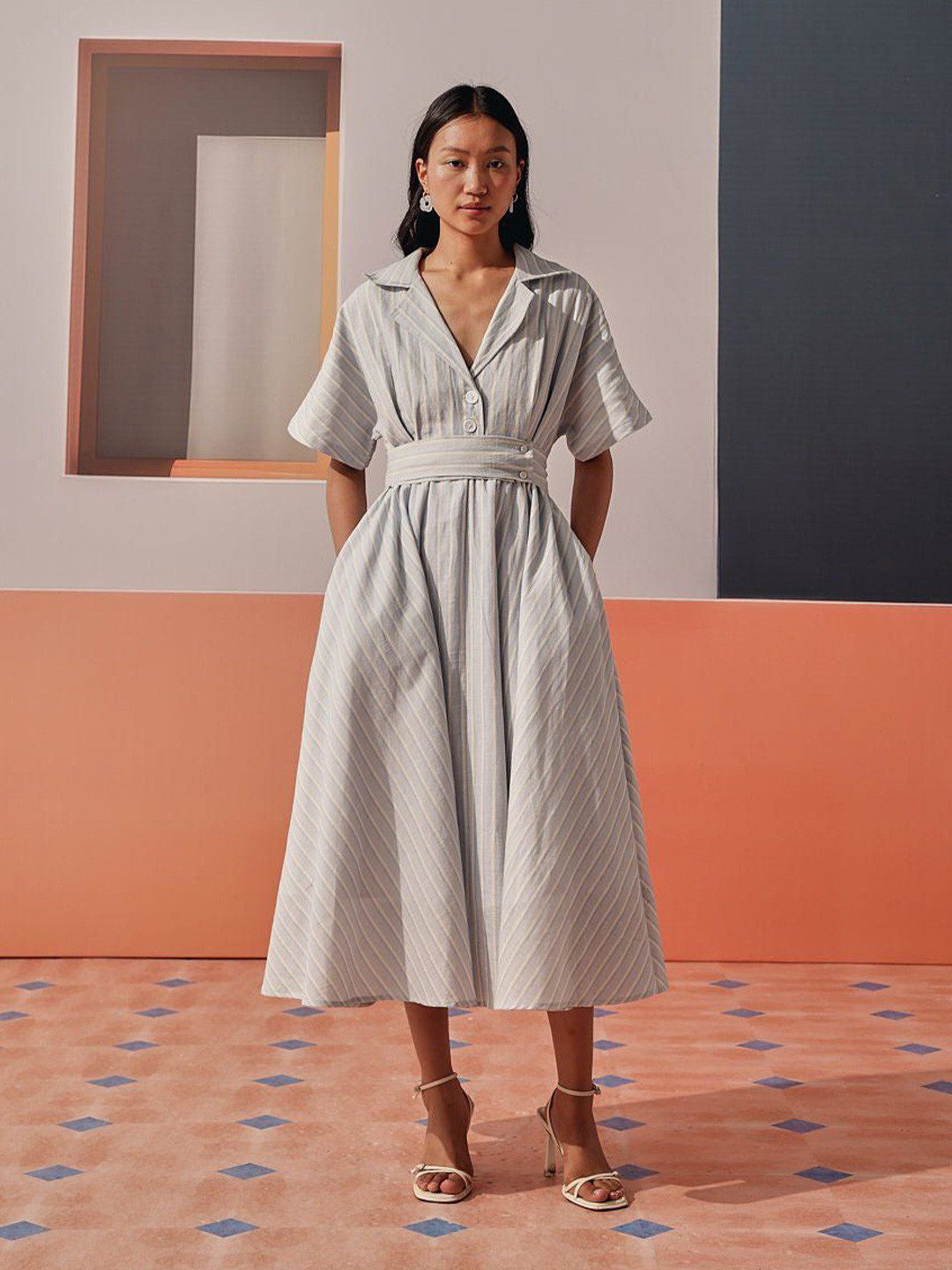 Sage by Mala Women Shore Dress With Self-Tie Belt